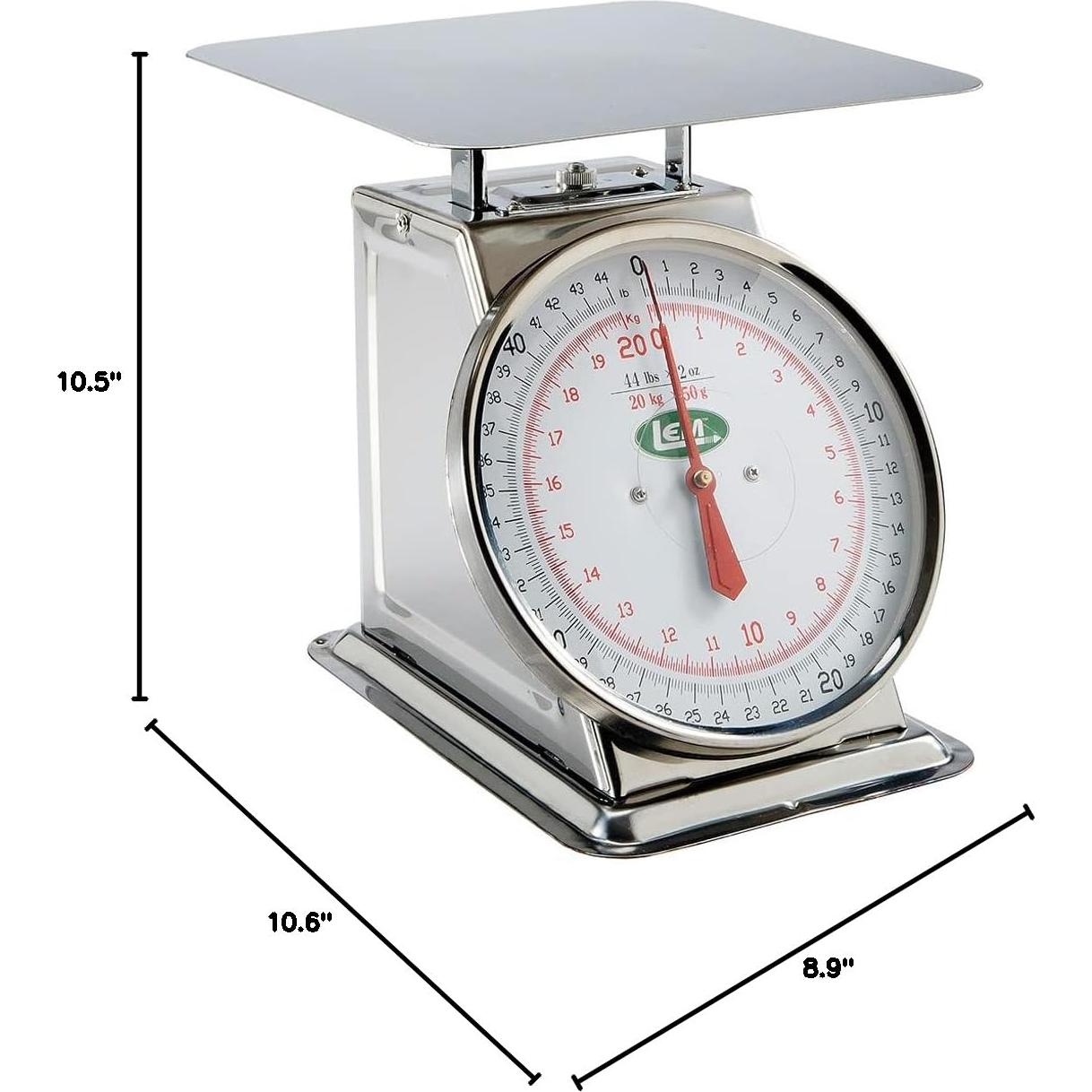 Escala de Acero Inoxidable LEM 20 kg, Dial 20 cm, 24x24 cm