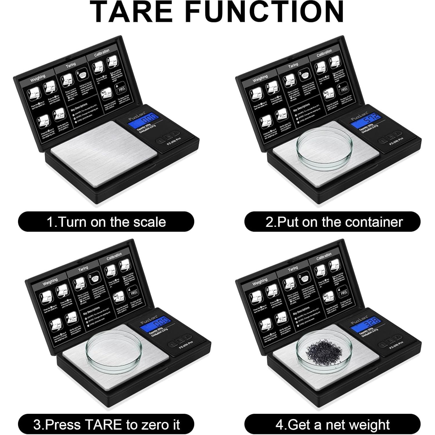 Báscula Digital de Precisión Fuzion 200g con Calibración