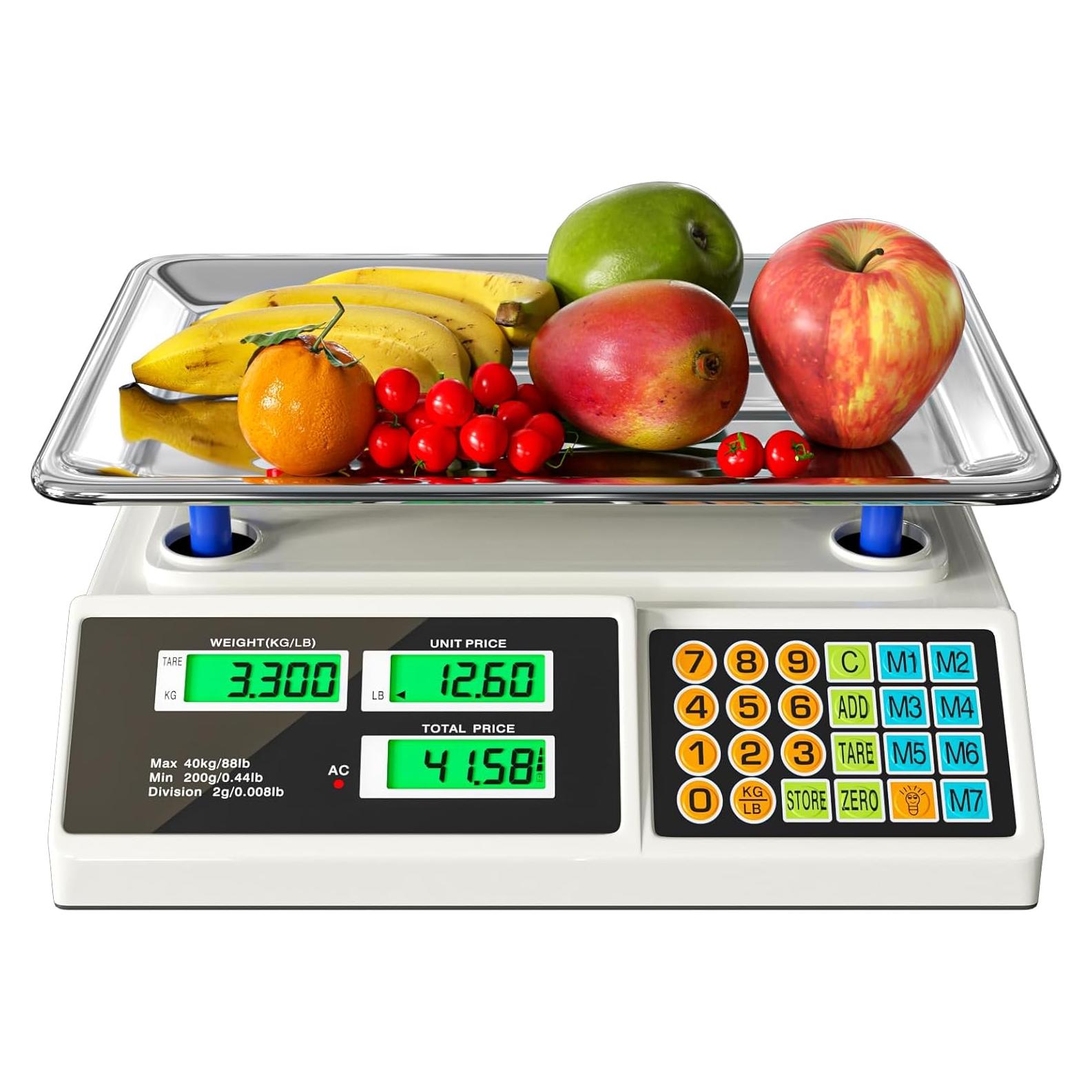 Balanza Digital Comercial YIFOR 40kg Acero Inoxidable LCD