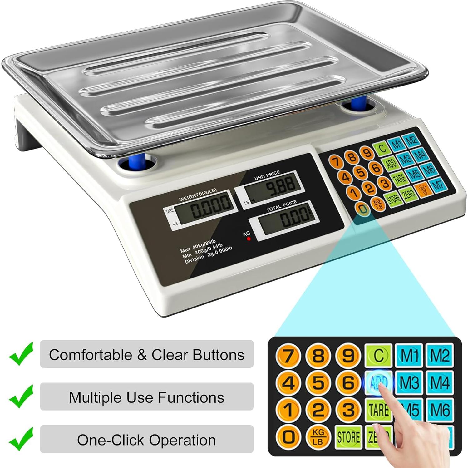 Balanza Digital Comercial YIFOR 40kg Acero Inoxidable LCD