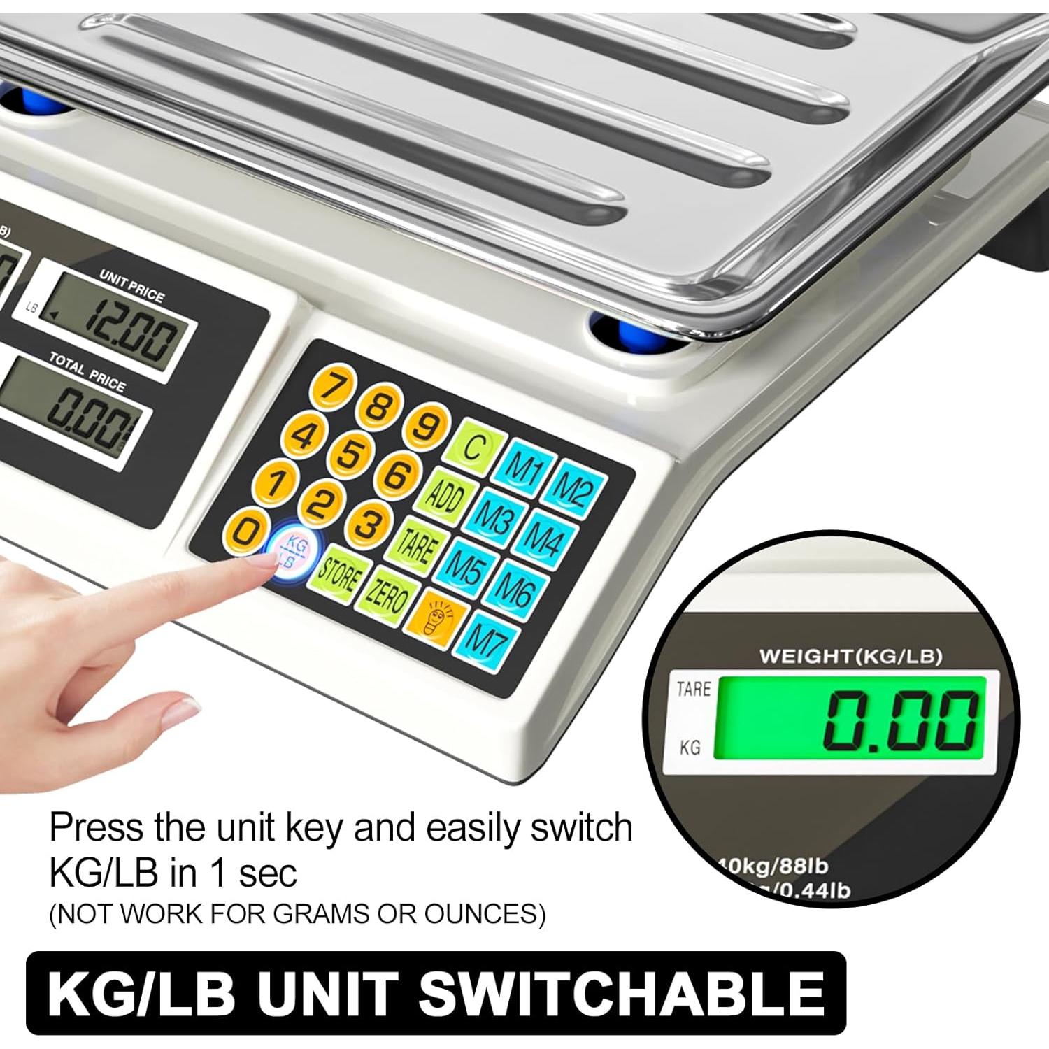 Balanza Digital Comercial YIFOR 40kg Acero Inoxidable LCD