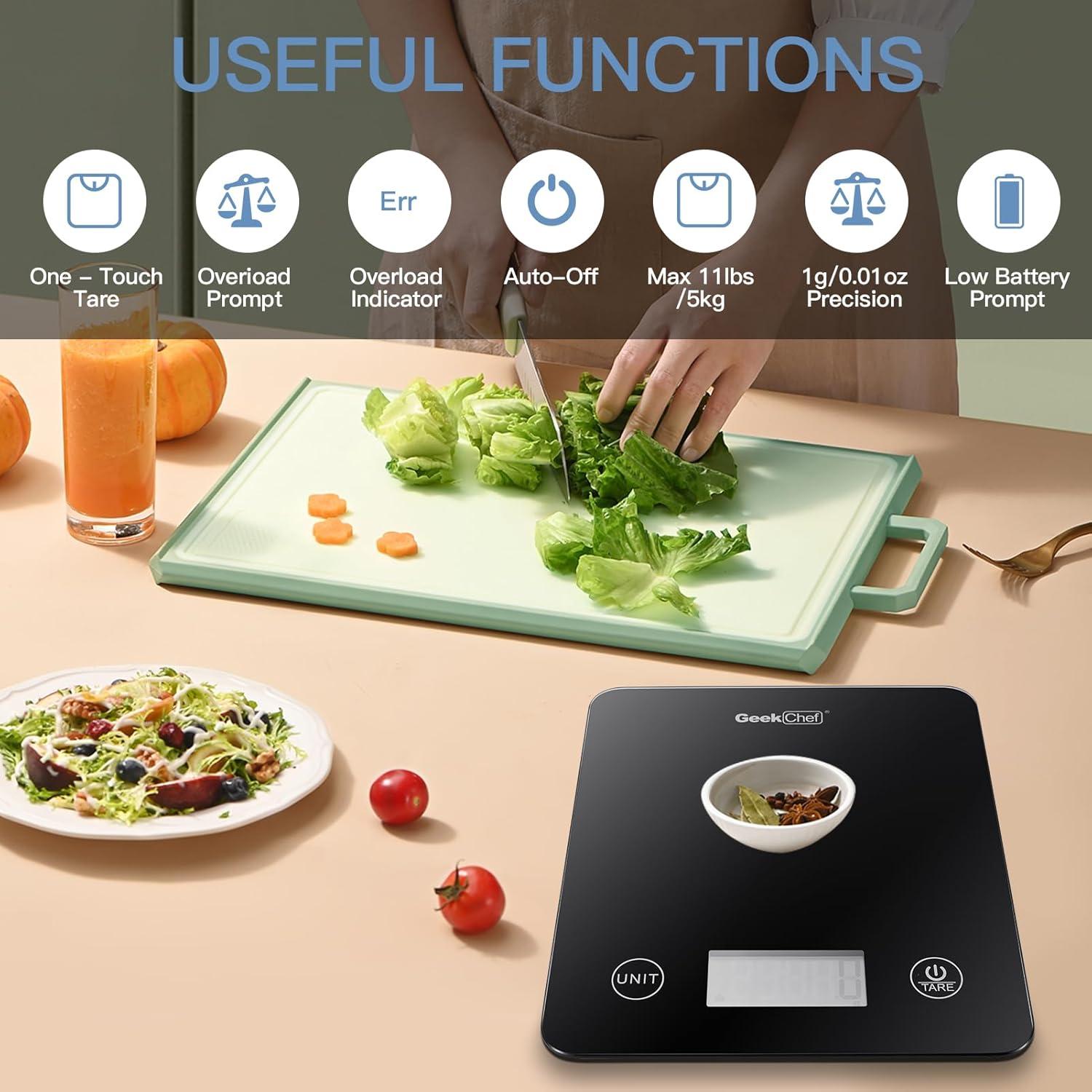 Escala Digital Geek Chef Inteligente 5 kg Vidrio Negro