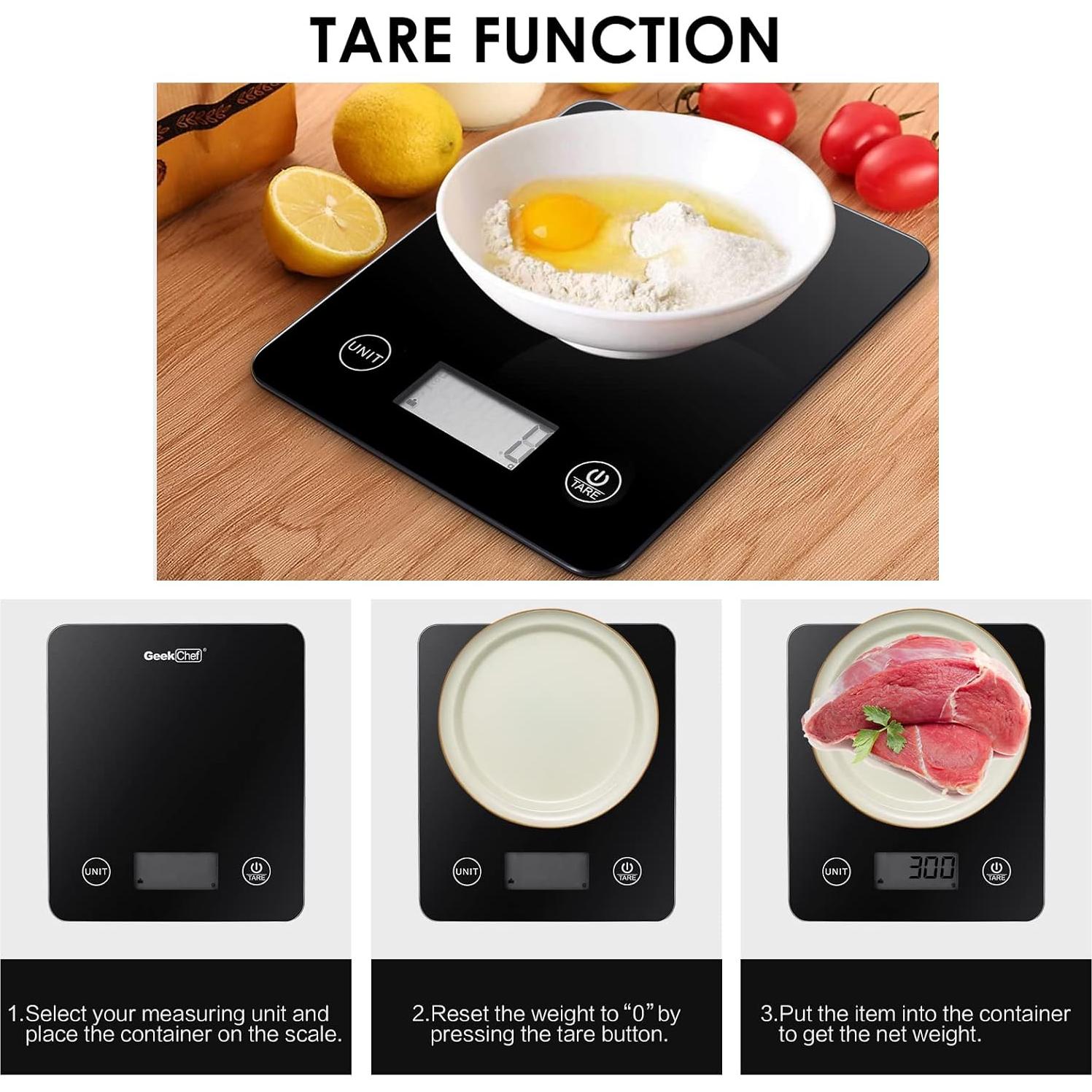 Escala Digital Geek Chef Inteligente 5 kg Vidrio Negro