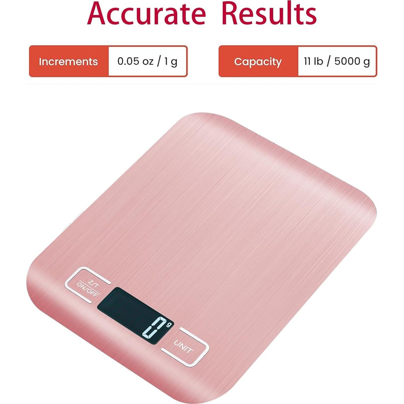 Báscula de Cocina Digital Acero Inoxidable 5kg Rosa LCD