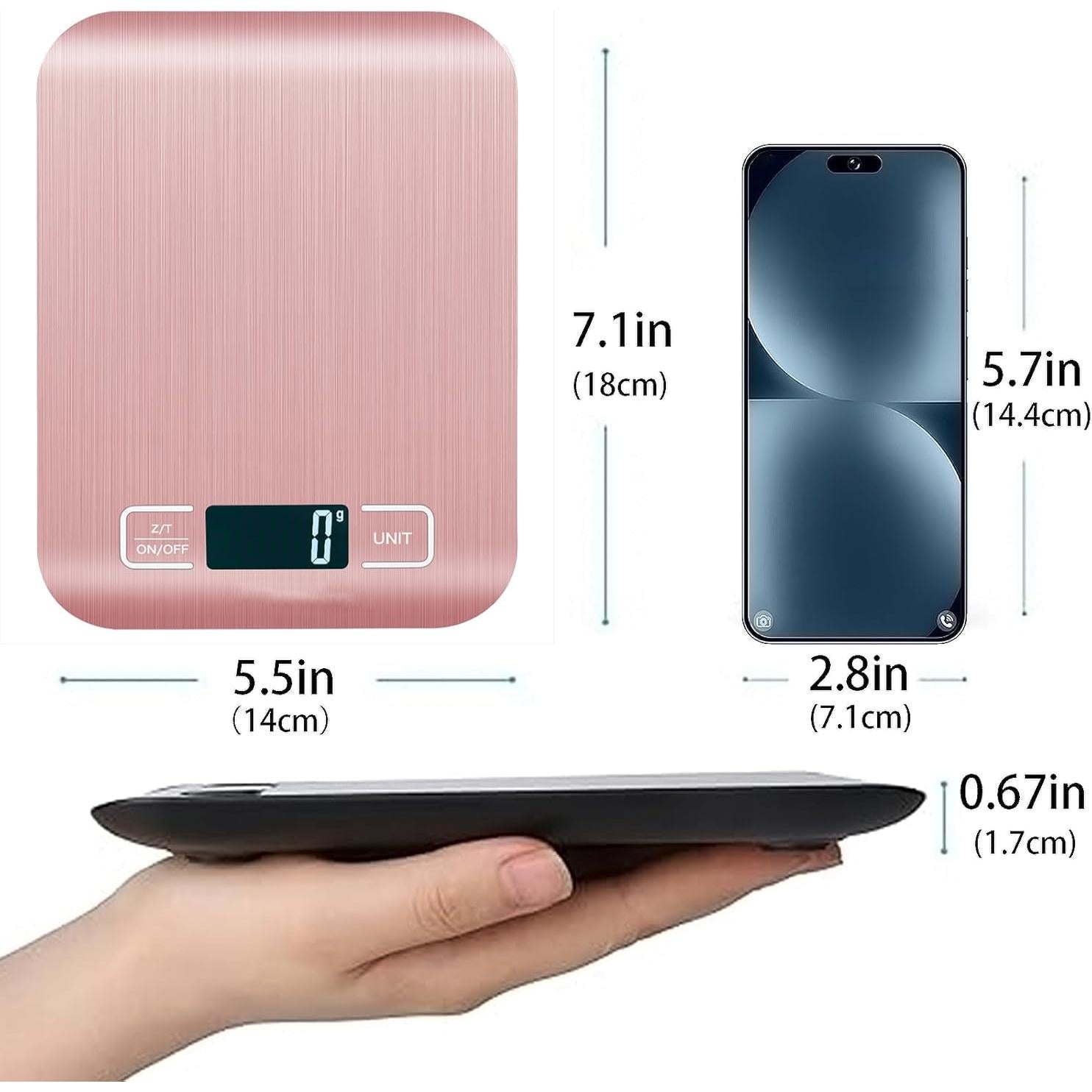 Báscula de Cocina Digital Acero Inoxidable 5kg Rosa LCD