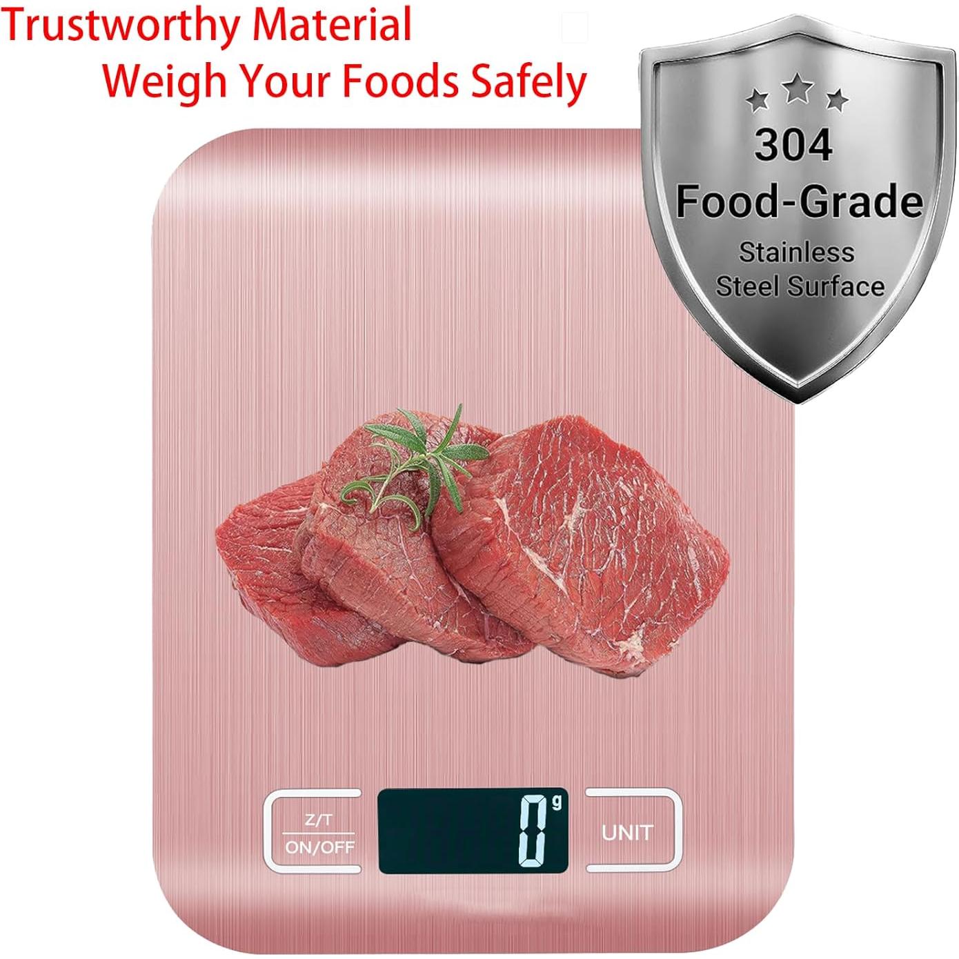 Báscula de Cocina Digital Acero Inoxidable 5kg Rosa LCD