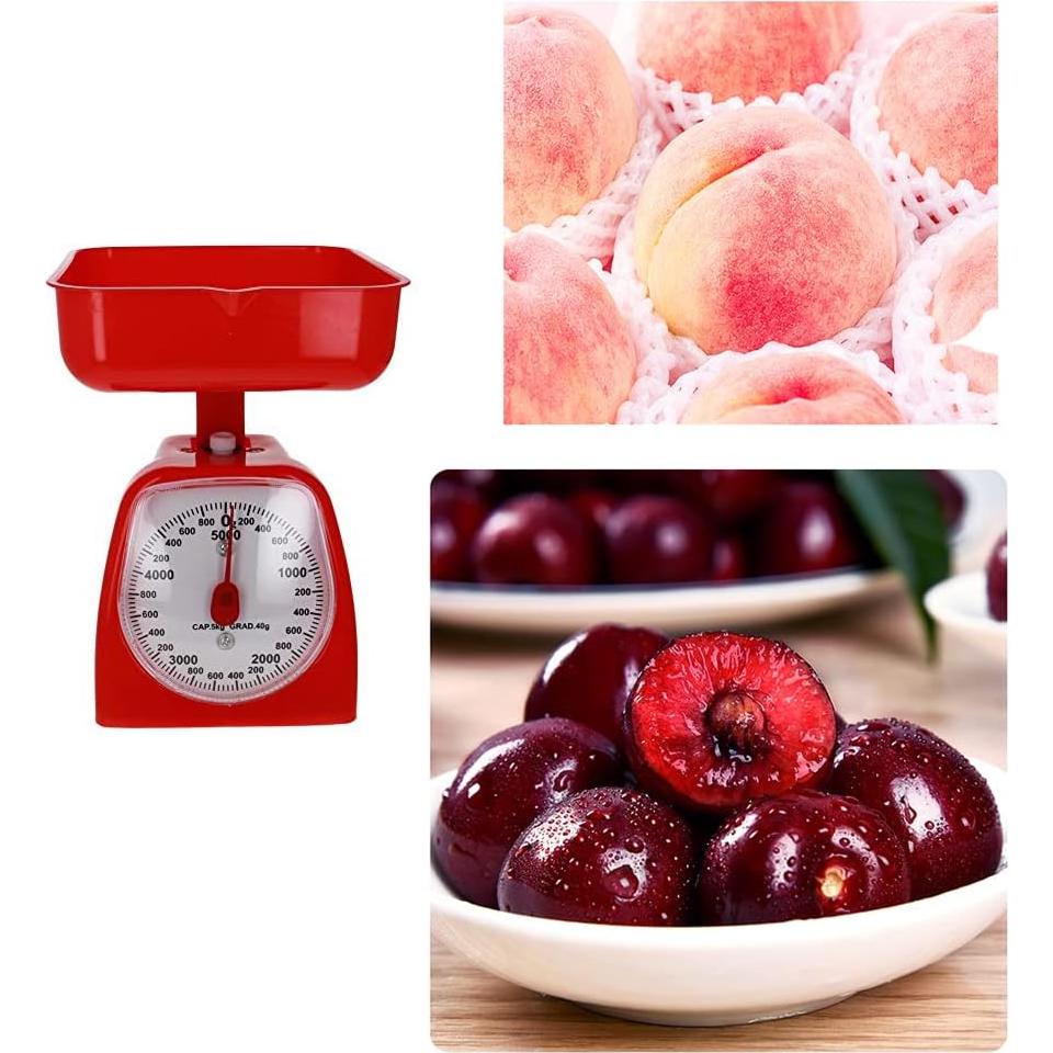 Báscula de Cocina Mecánica Utoolmart 5000g Rojo - Precisión 5g