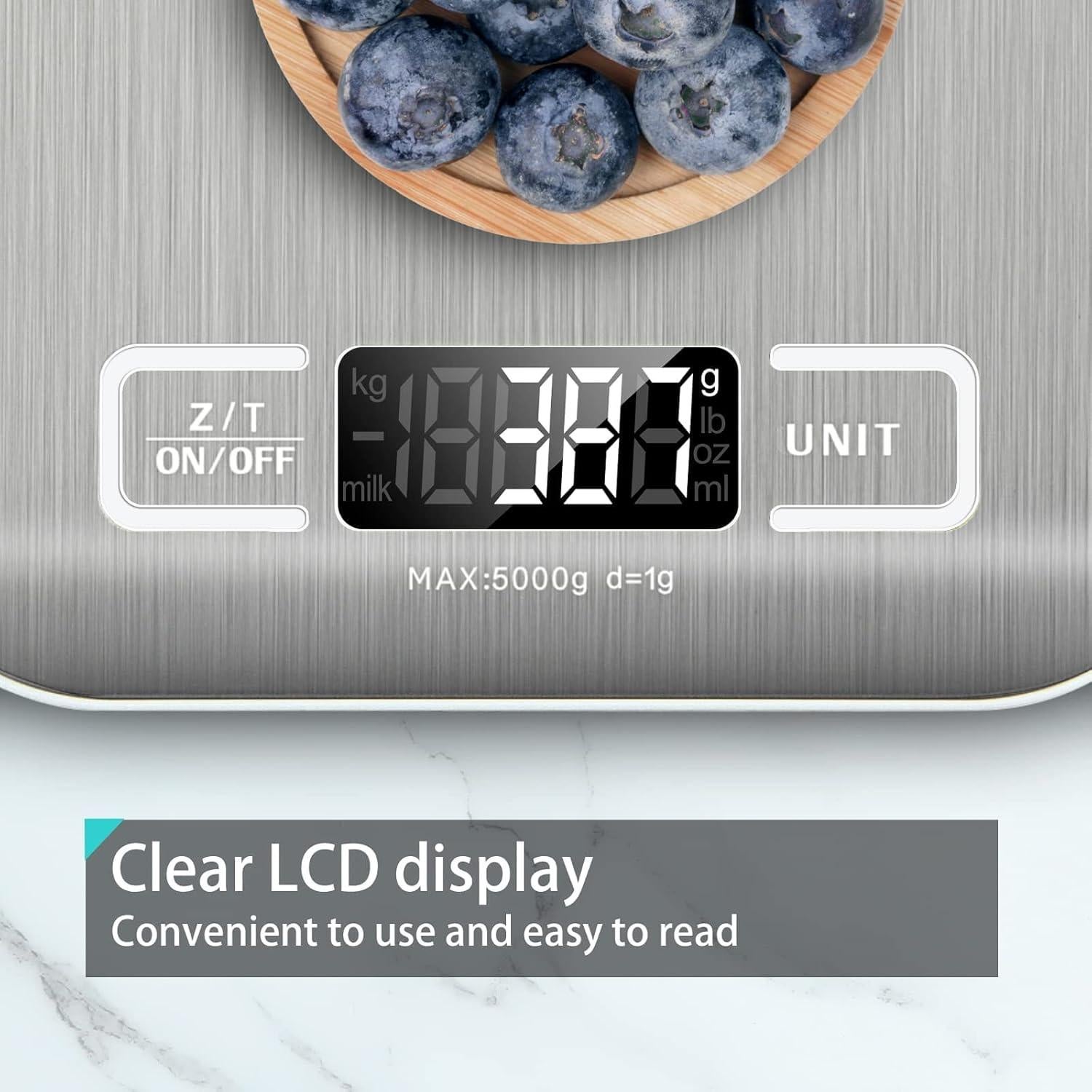 Báscula de Cocina Digital DOMINI K1H 5kg Acero Inoxidable Blanca