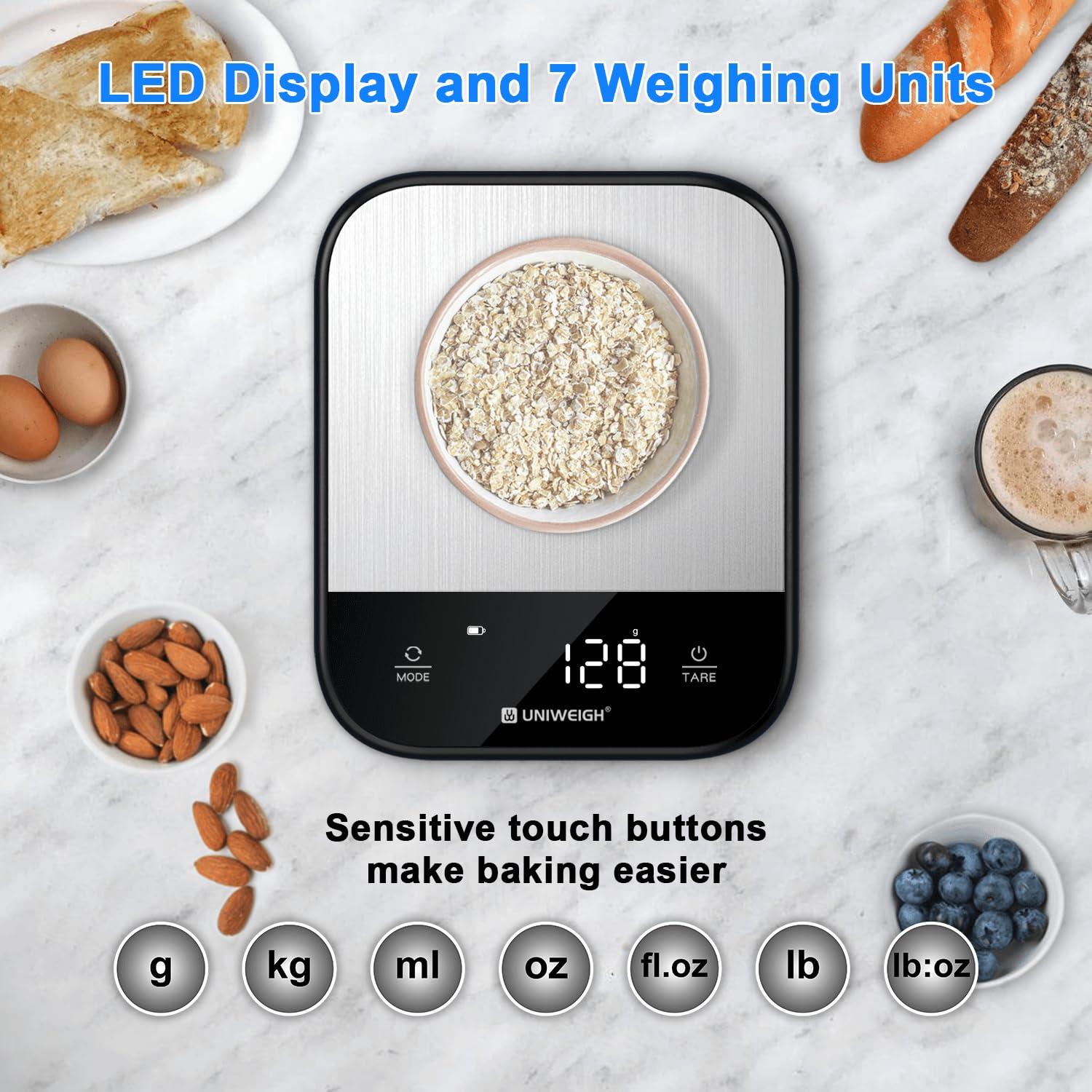 Báscula de Cocina Digital UNIWEIGH 4.99kg Acero Inoxidable