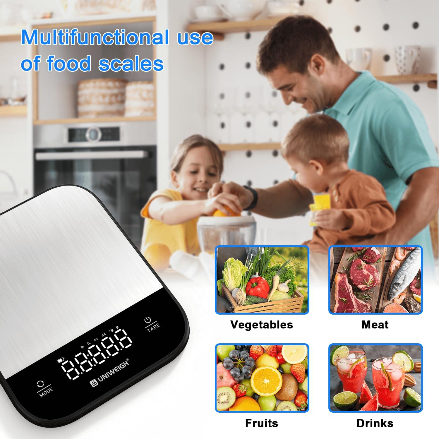 Báscula de Cocina Digital UNIWEIGH 4.99kg Acero Inoxidable
