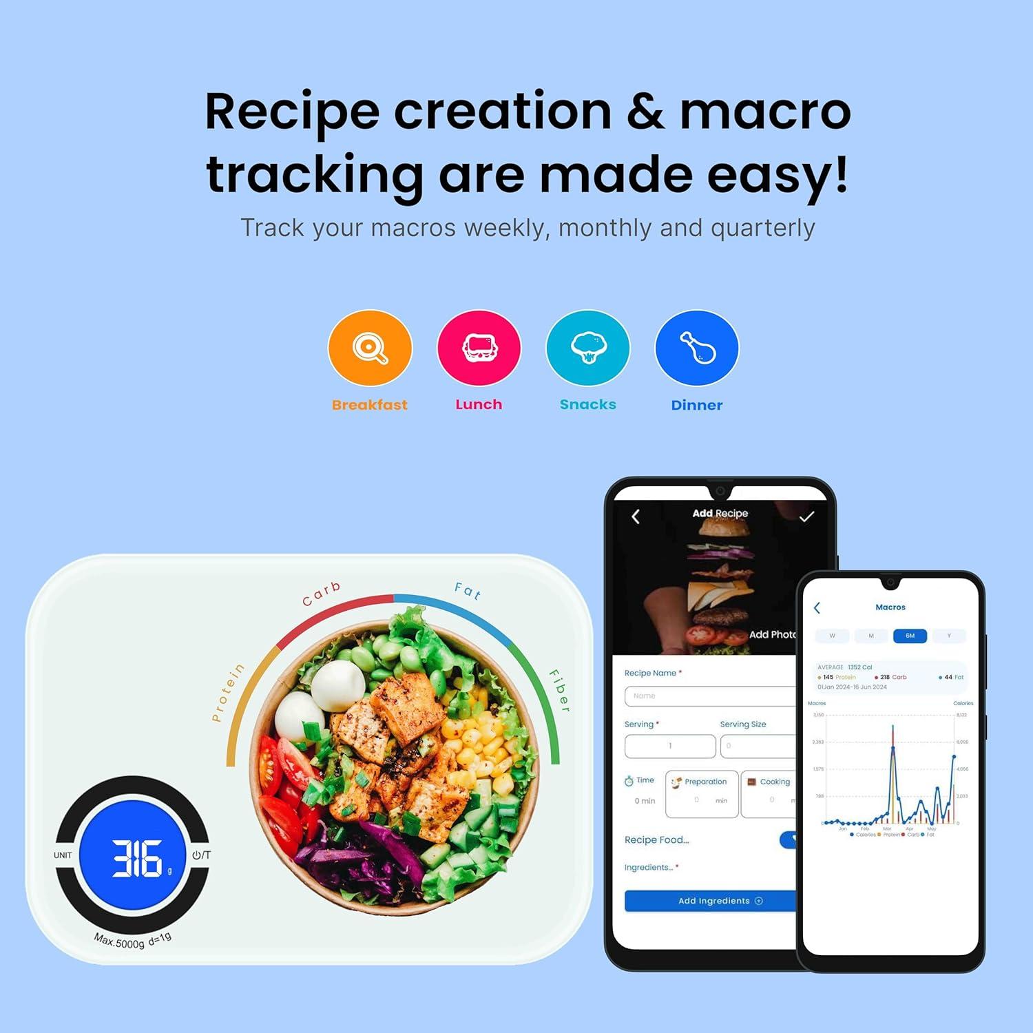 Báscula de Cocina Inteligente NextLevelFit - Digital 5kg en Gramos