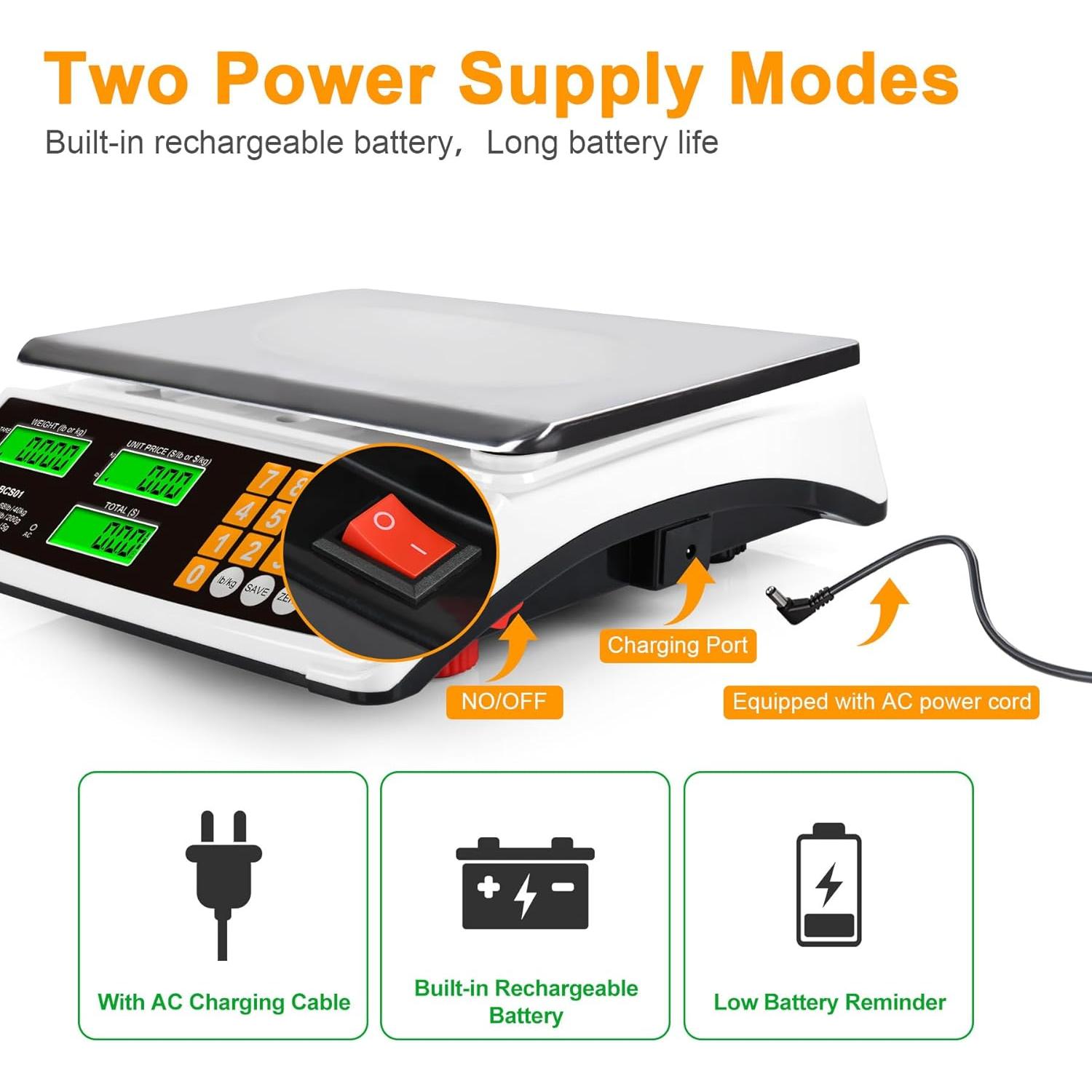 Balanza Comercial BROMECH 40kg LCD Retroiluminada Verde