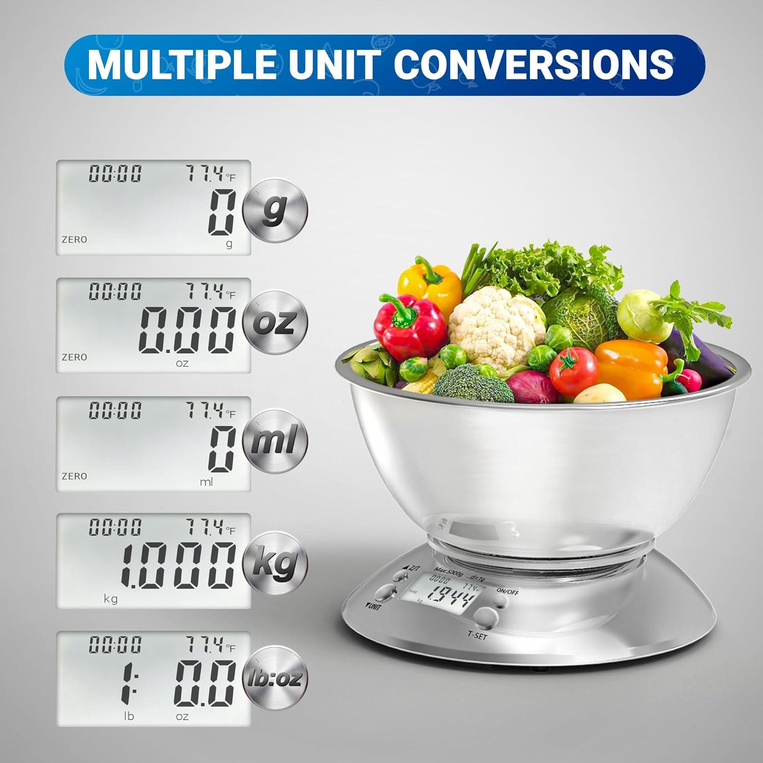 Báscula de Cocina Digital GRAM PRES GP7-5000 5kg Acero Inoxidable