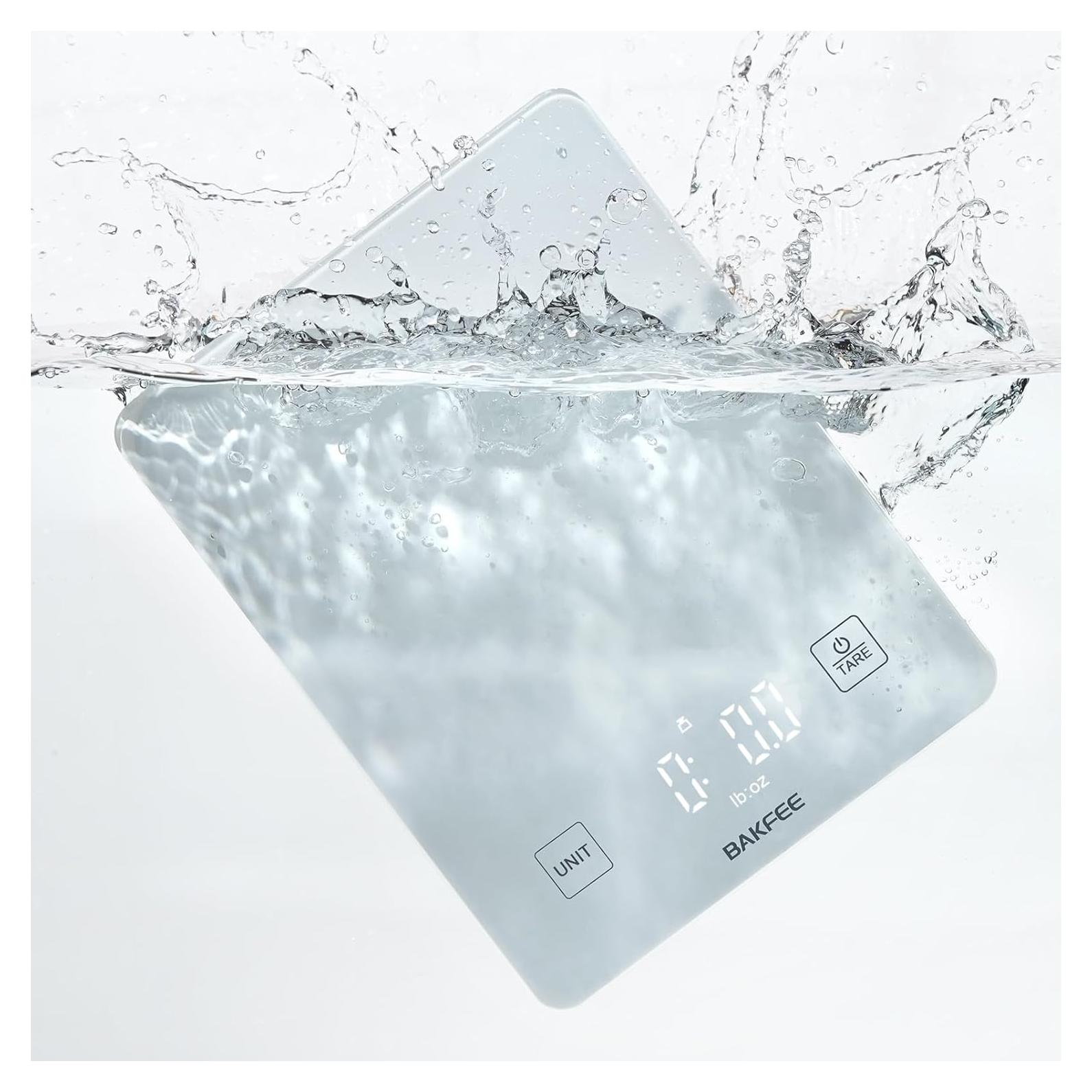 Báscula de Cocina BakFee IP67 Vidrio Templado 10kg Precisión 1g