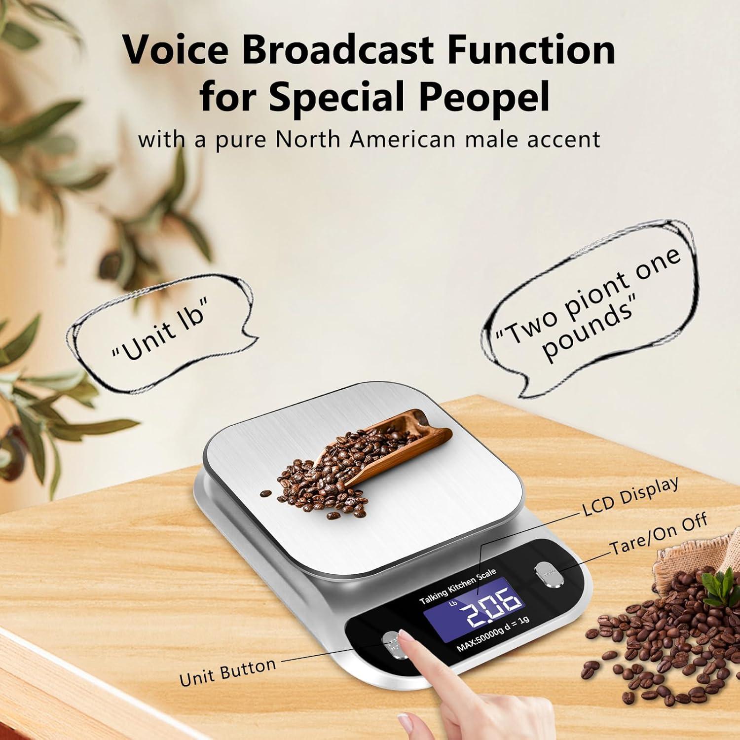 Báscula de Cocina Hablante Awaiymi 5kg Acero Inoxidable