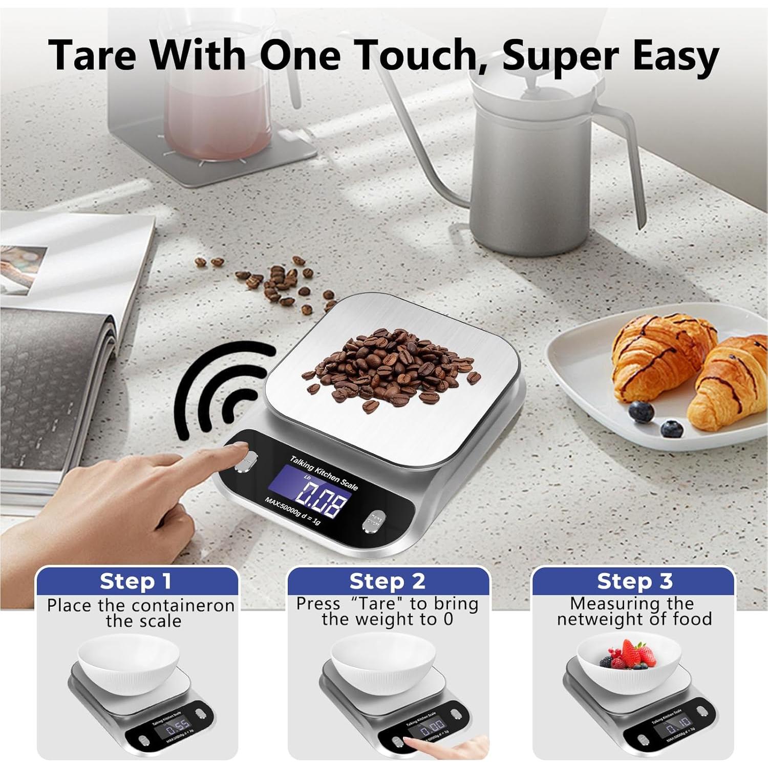 Báscula de Cocina Hablante Awaiymi 5kg Acero Inoxidable