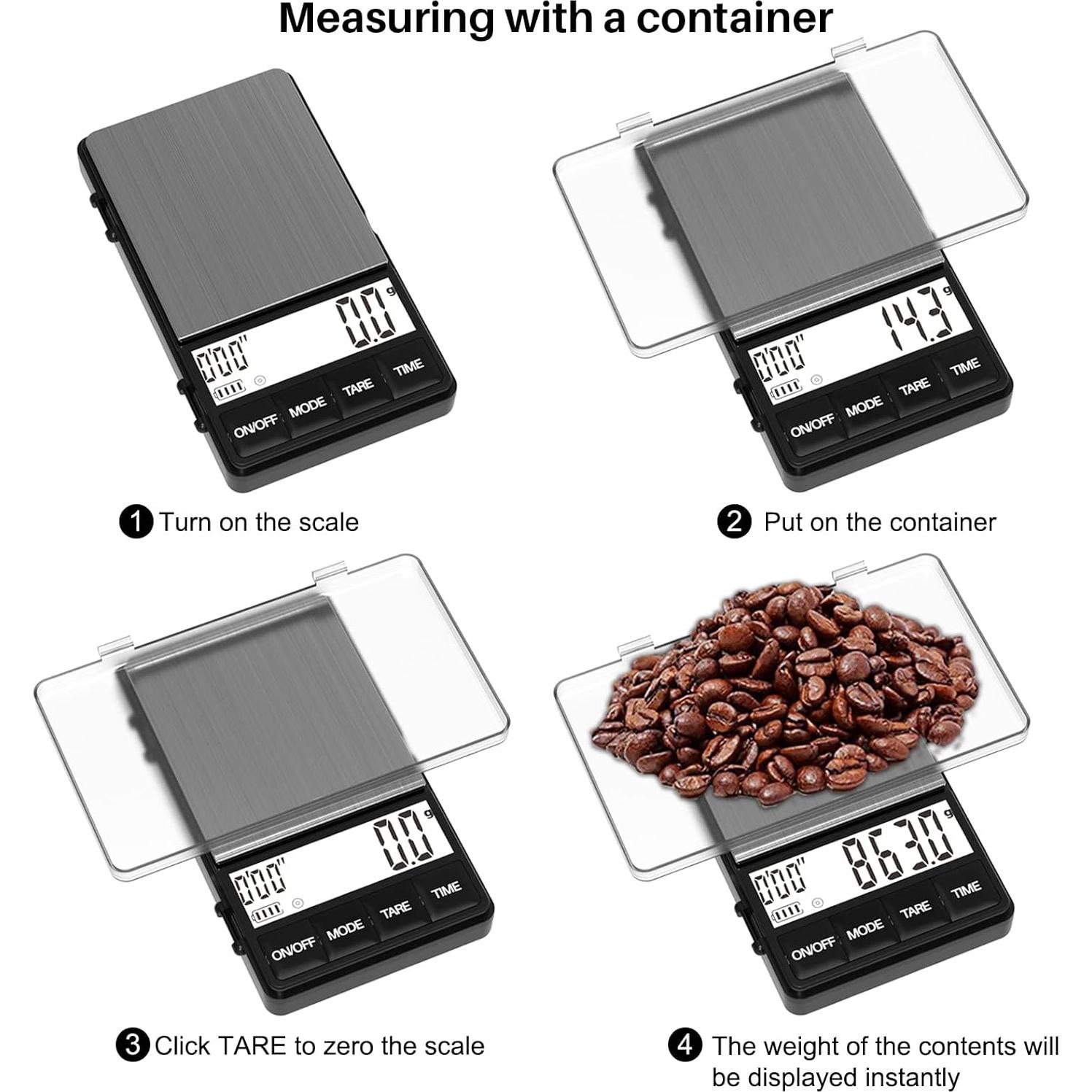 Báscula Digital de Espresso MAXUS BREW 1000g con Temporizador