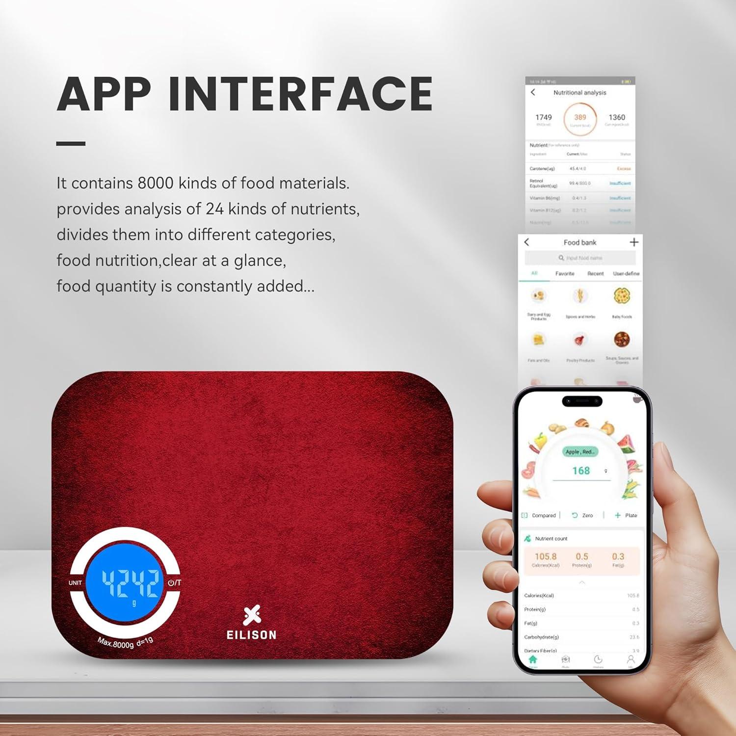 Balanza Digital de Cocina EILISON EWS-10 con Bluetooth 8kg