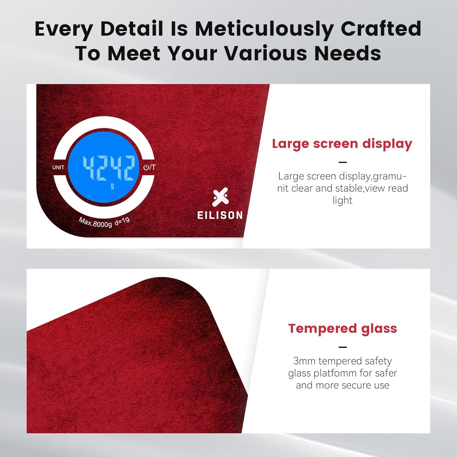 Balanza Digital de Cocina EILISON EWS-10 con Bluetooth 8kg