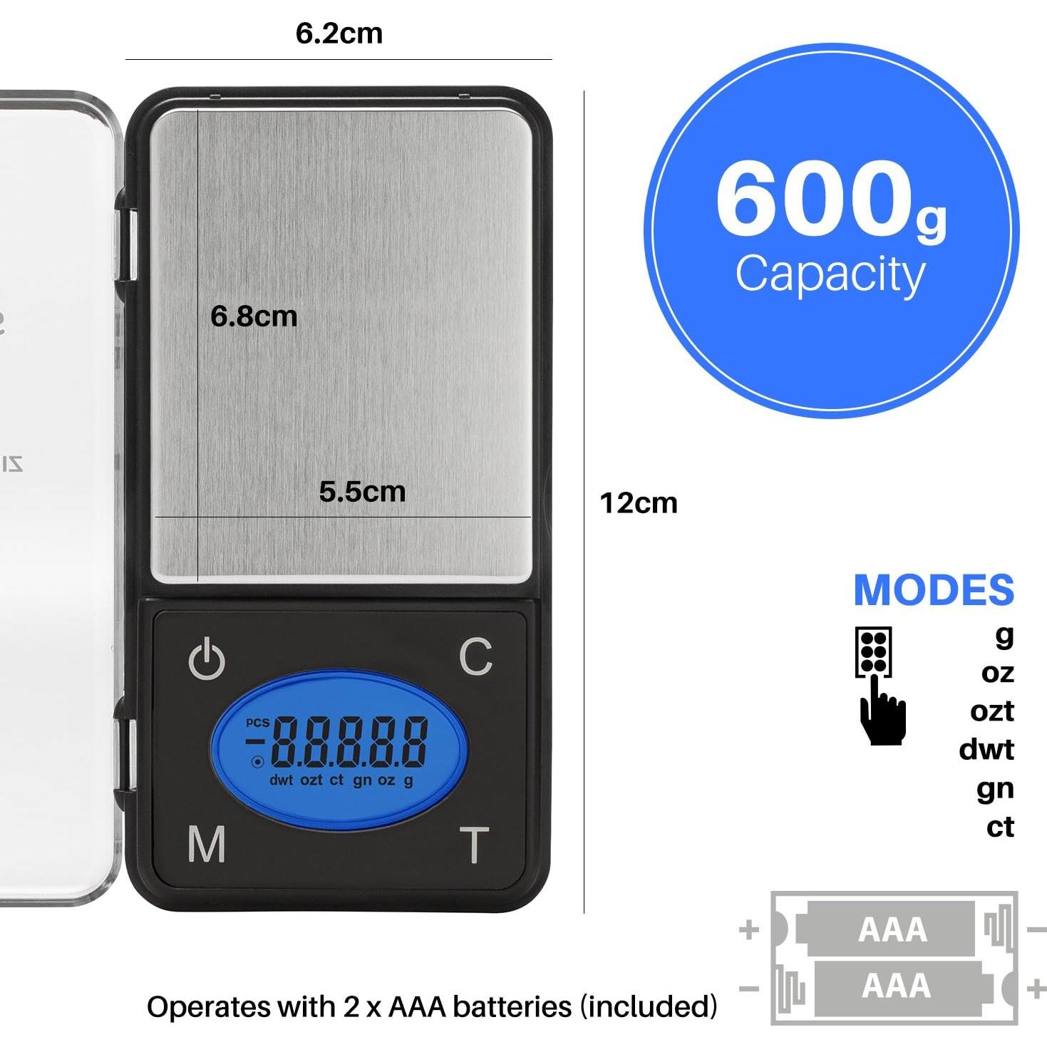Báscula Digital de Bolsillo Smart Weigh ZIP600 600g 0.1g