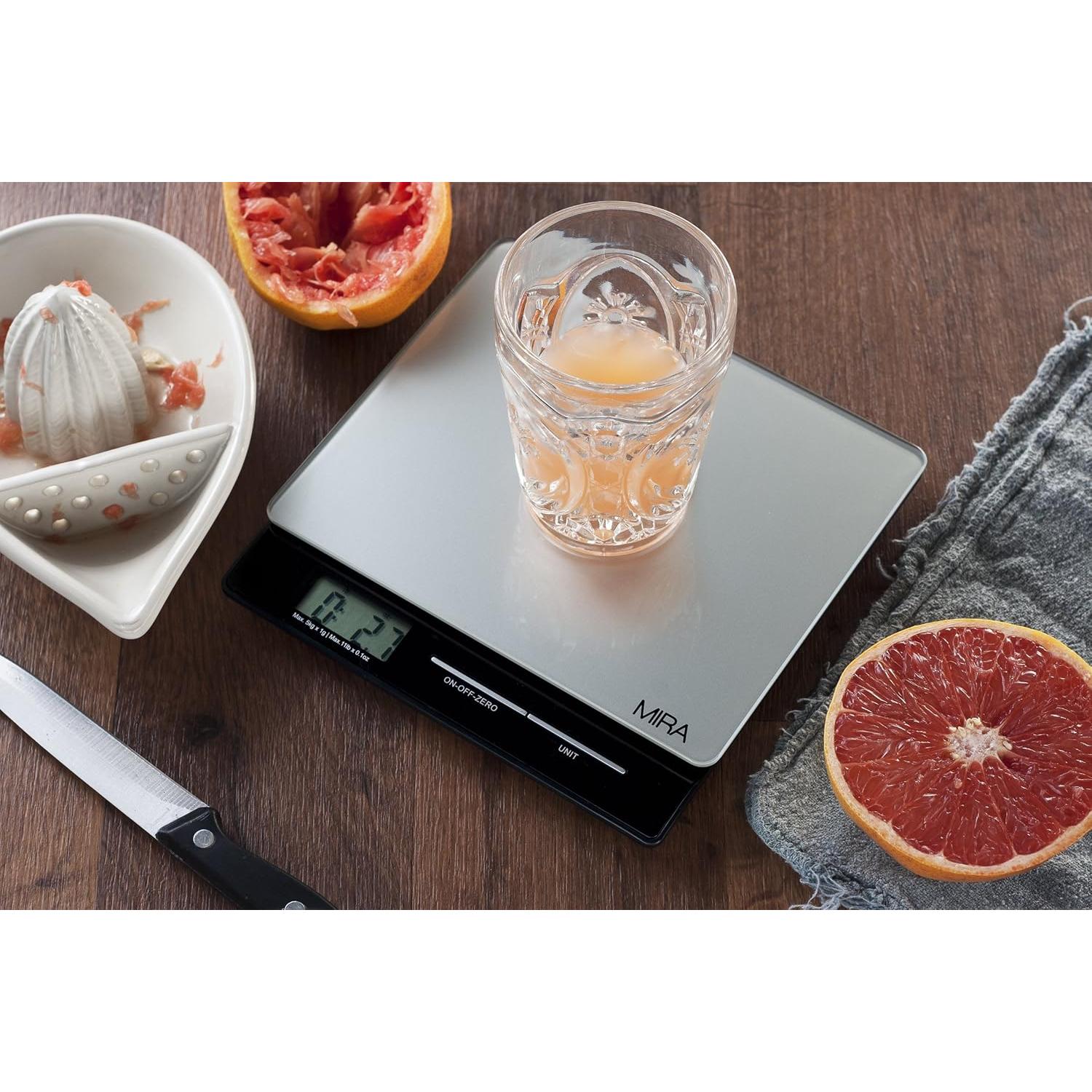 Balanza Digital de Cocina MIRA 5 kg Plataforma de Vidrio