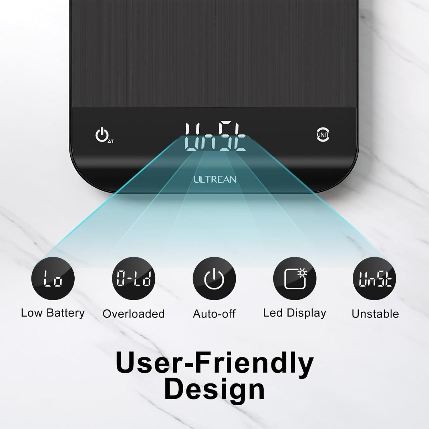 Báscula de Cocina Digital Ultrean UL-FS01, 5kg, Pantalla LED