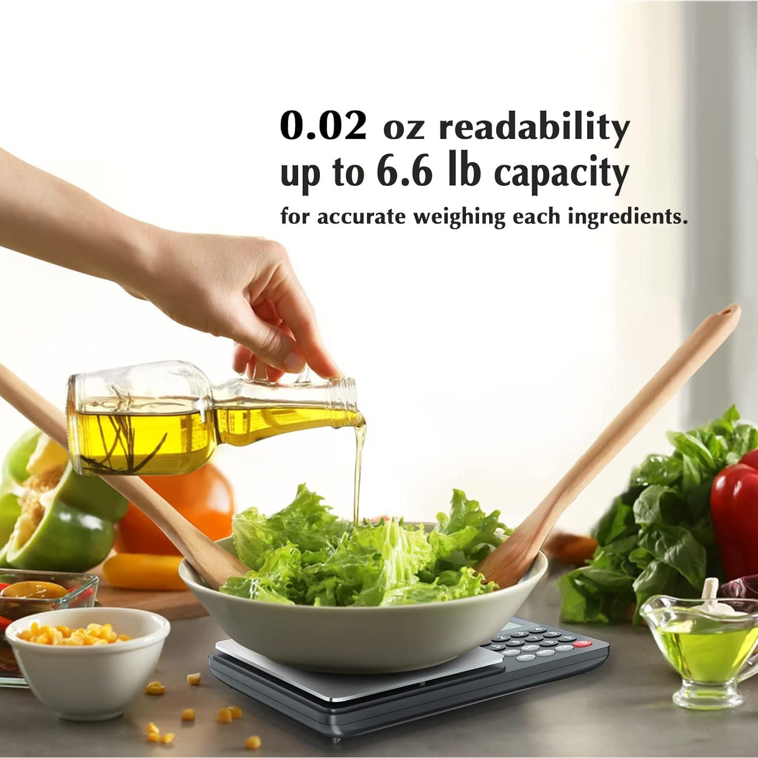 Báscula Digital de Alimentos Fuzion NS1-3000, 3kg, Acero Inoxidable