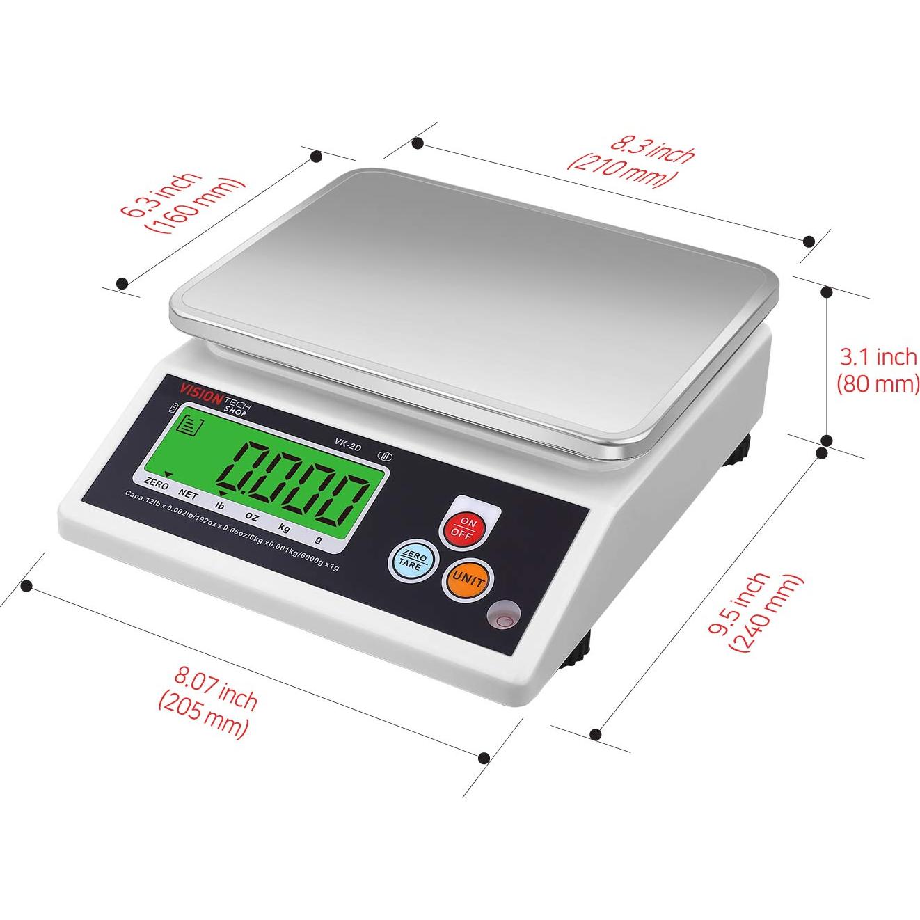 Balanza de Cocina VisionTechShop VK-2D Acero Inoxidable 5.44kg