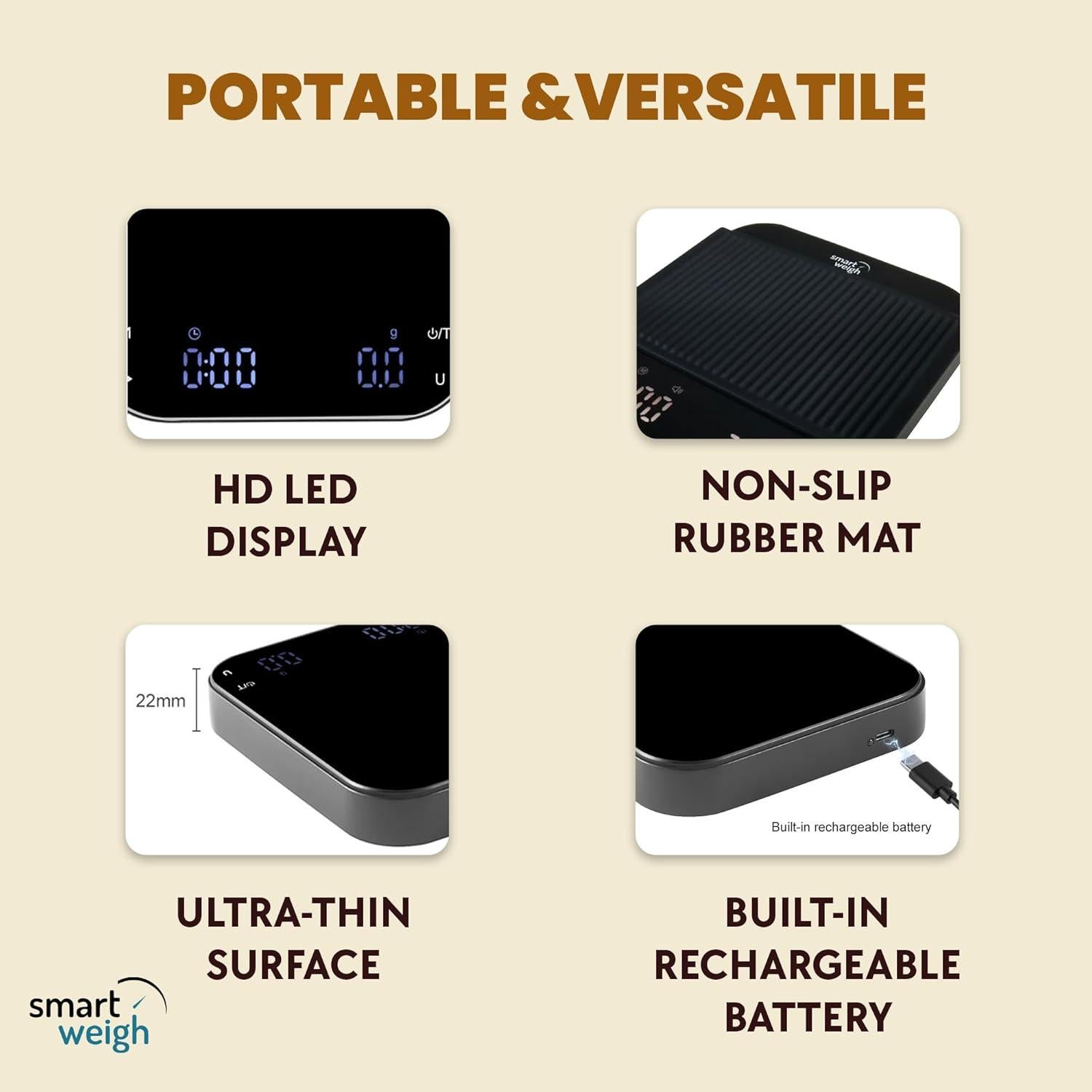 Báscula de Café Digital Smart Weigh 3000g x 0.1g LED