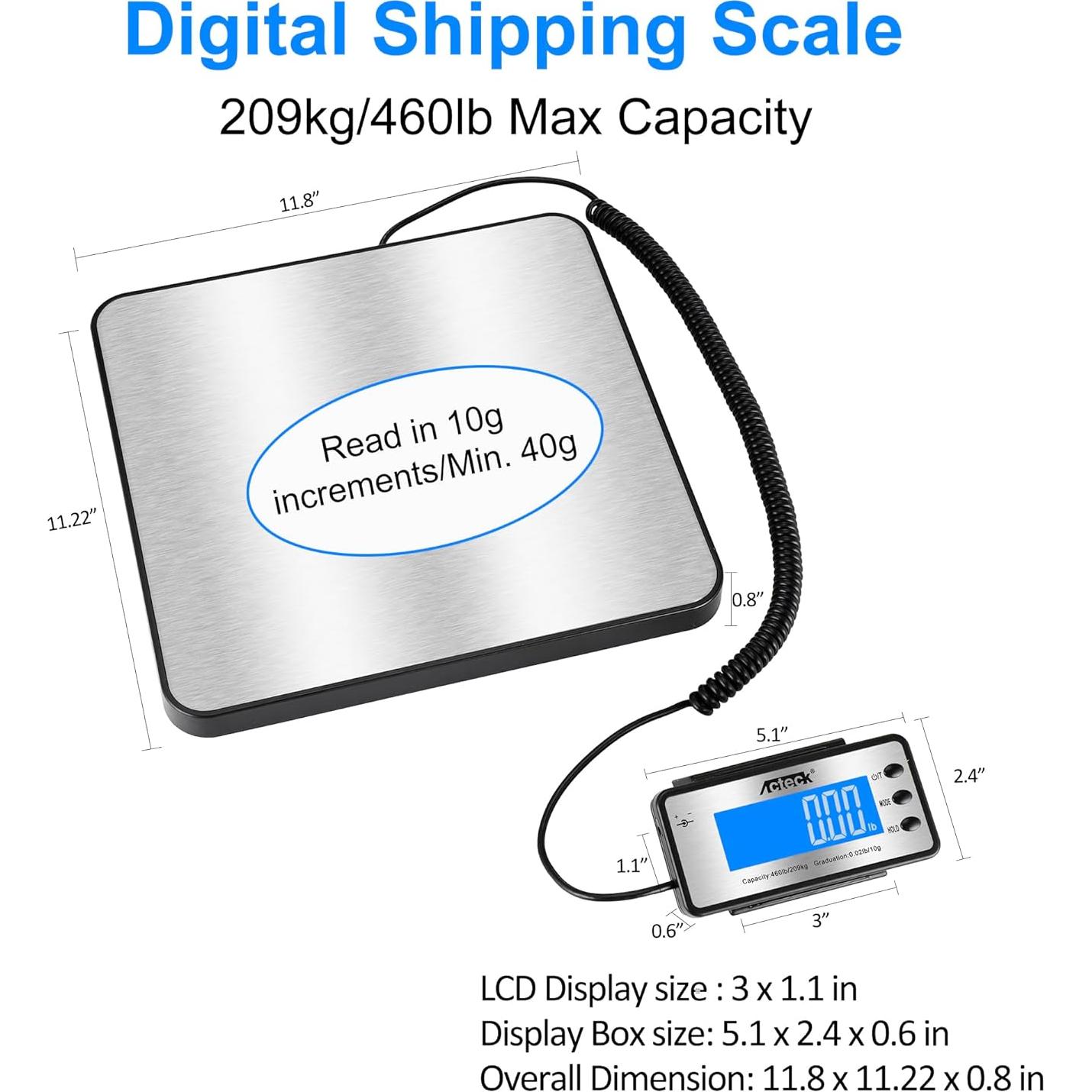 Balanza Postal Digital ACTECK 209.44 kg x 28.35 g Acero Inoxidable