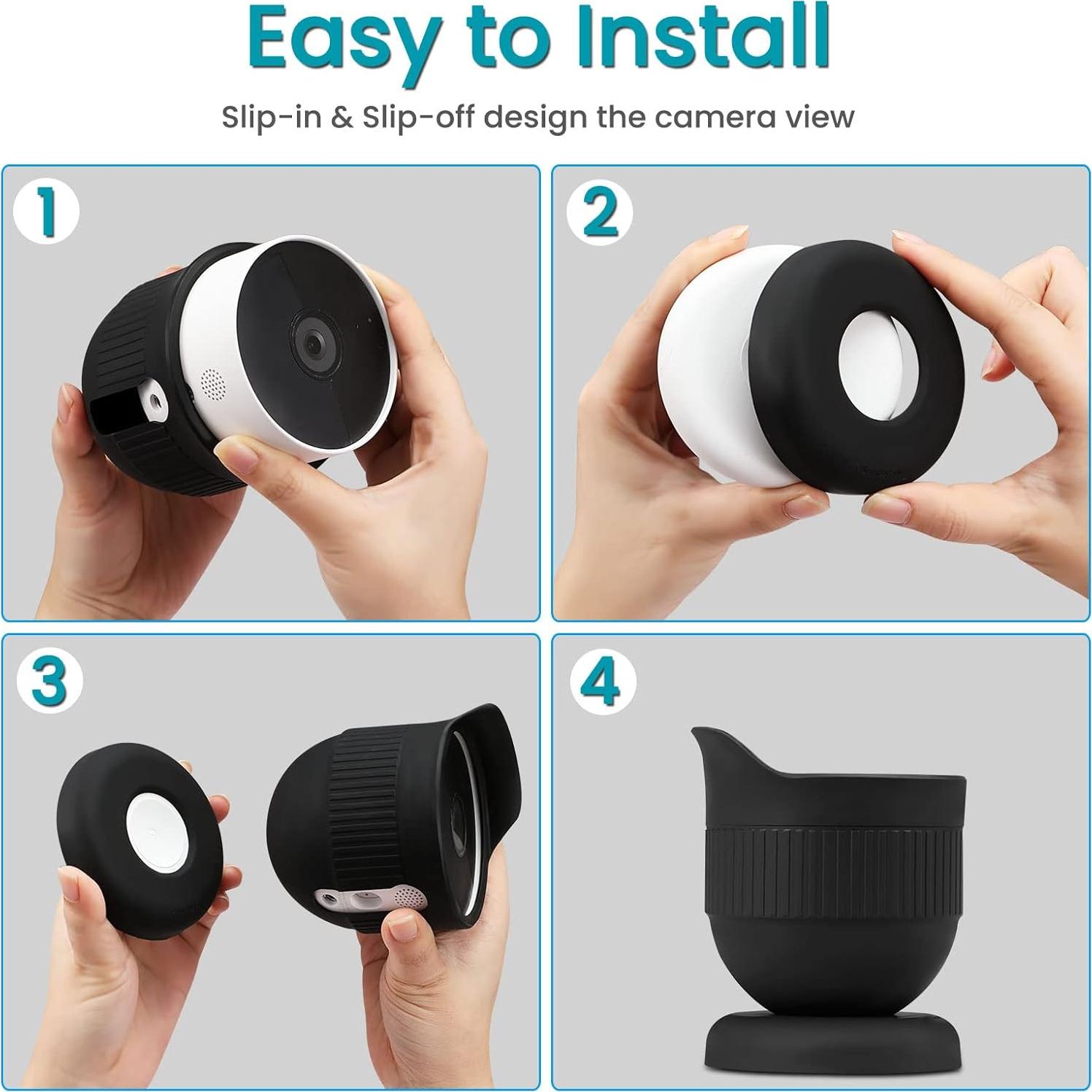 Funda de Silicona Fintie para Nest Cam Batería 2021, Negra