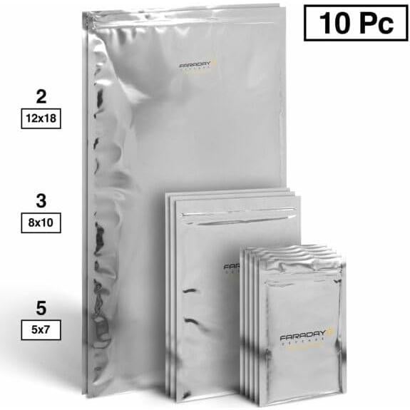 Kit de 10 Bolsas Faraday NEST-Z - Protección EMP Grado Militar
