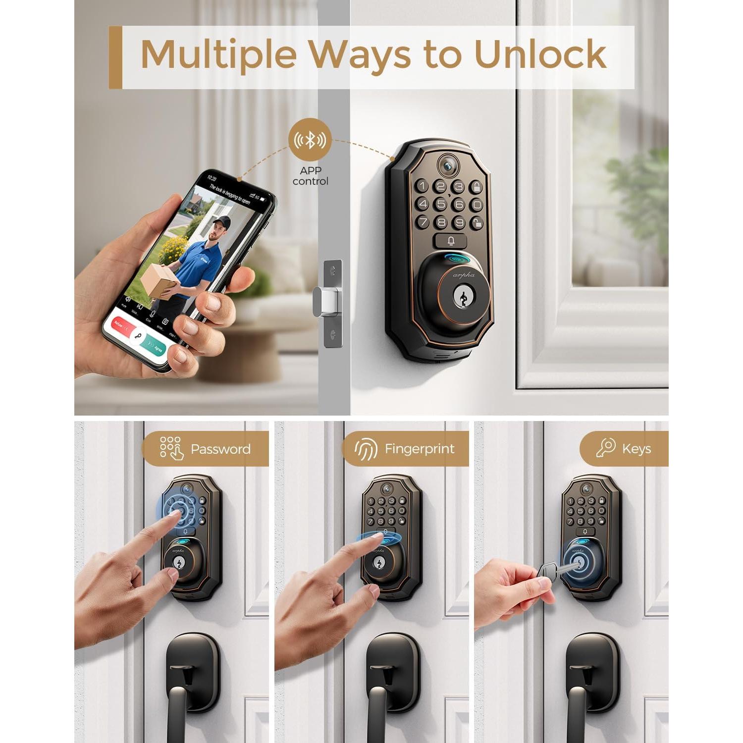 Cerradura Inteligente WiFi ARPHA D289+H100-NEW con Cámara y Huella