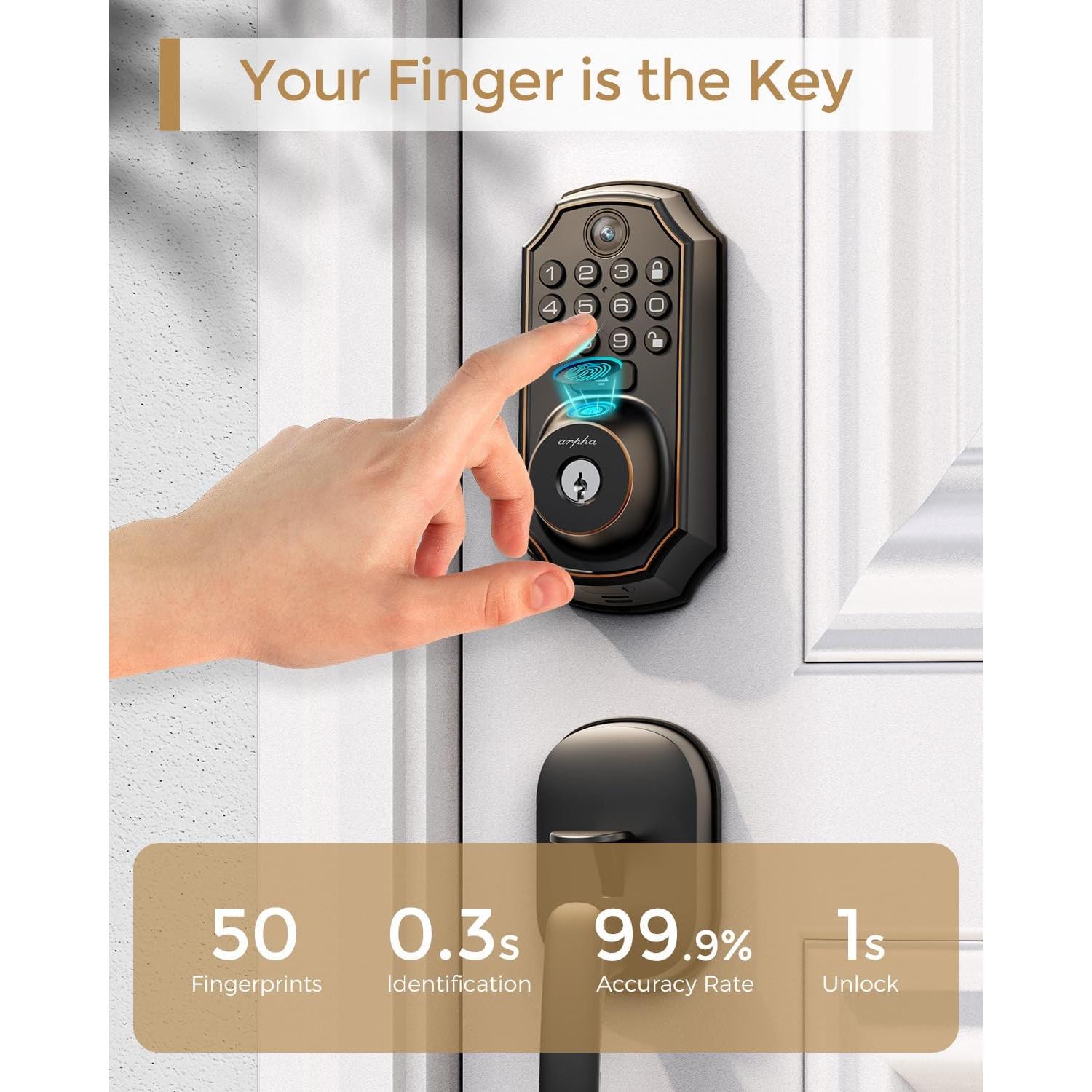 Cerradura Inteligente WiFi ARPHA D289+H100-NEW con Cámara y Huella
