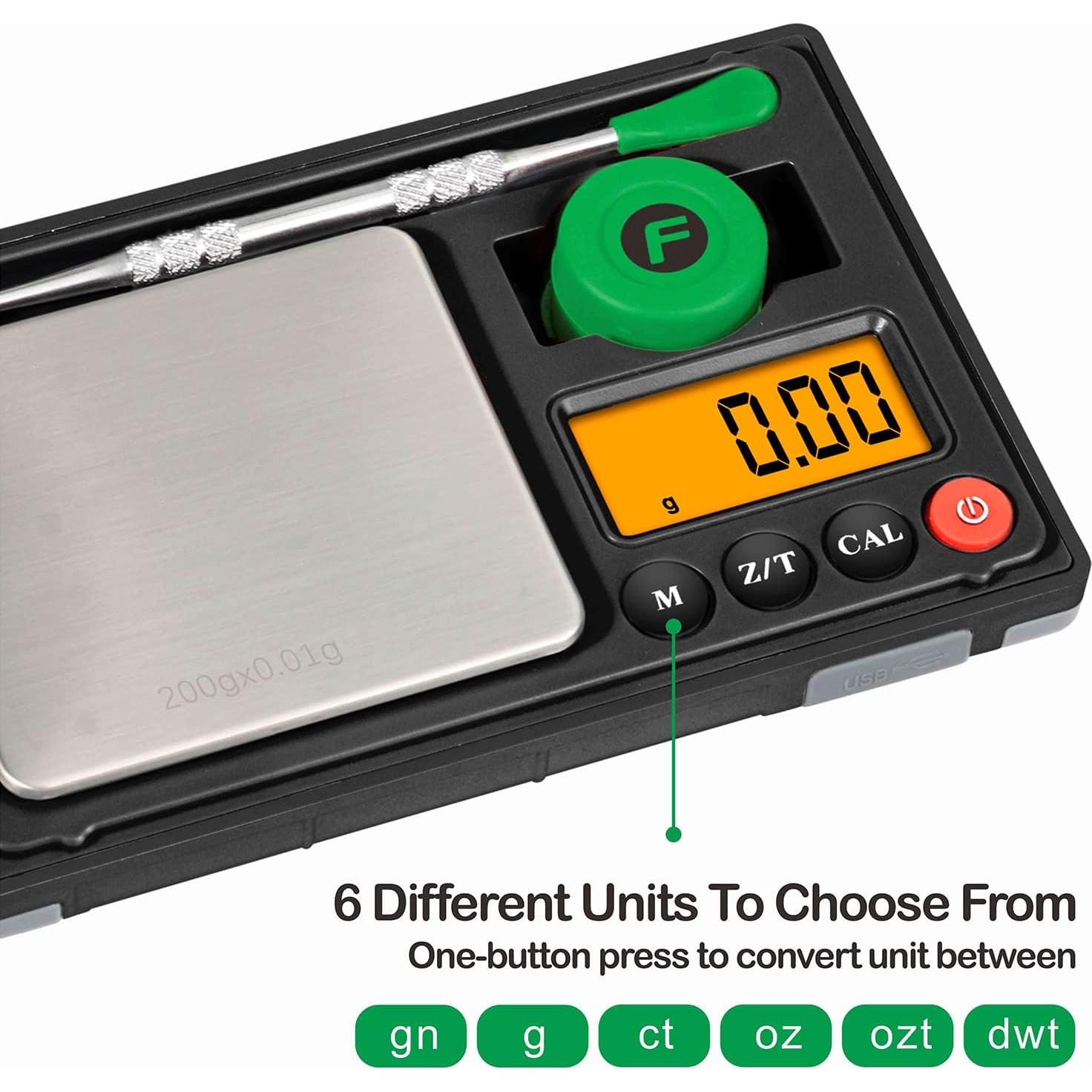 Báscula de bolsillo Fuzion HIVE-200, 200g/0.01g, Recargable