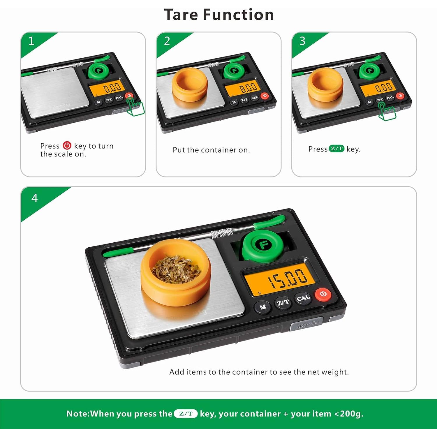 Báscula de bolsillo Fuzion HIVE-200, 200g/0.01g, Recargable