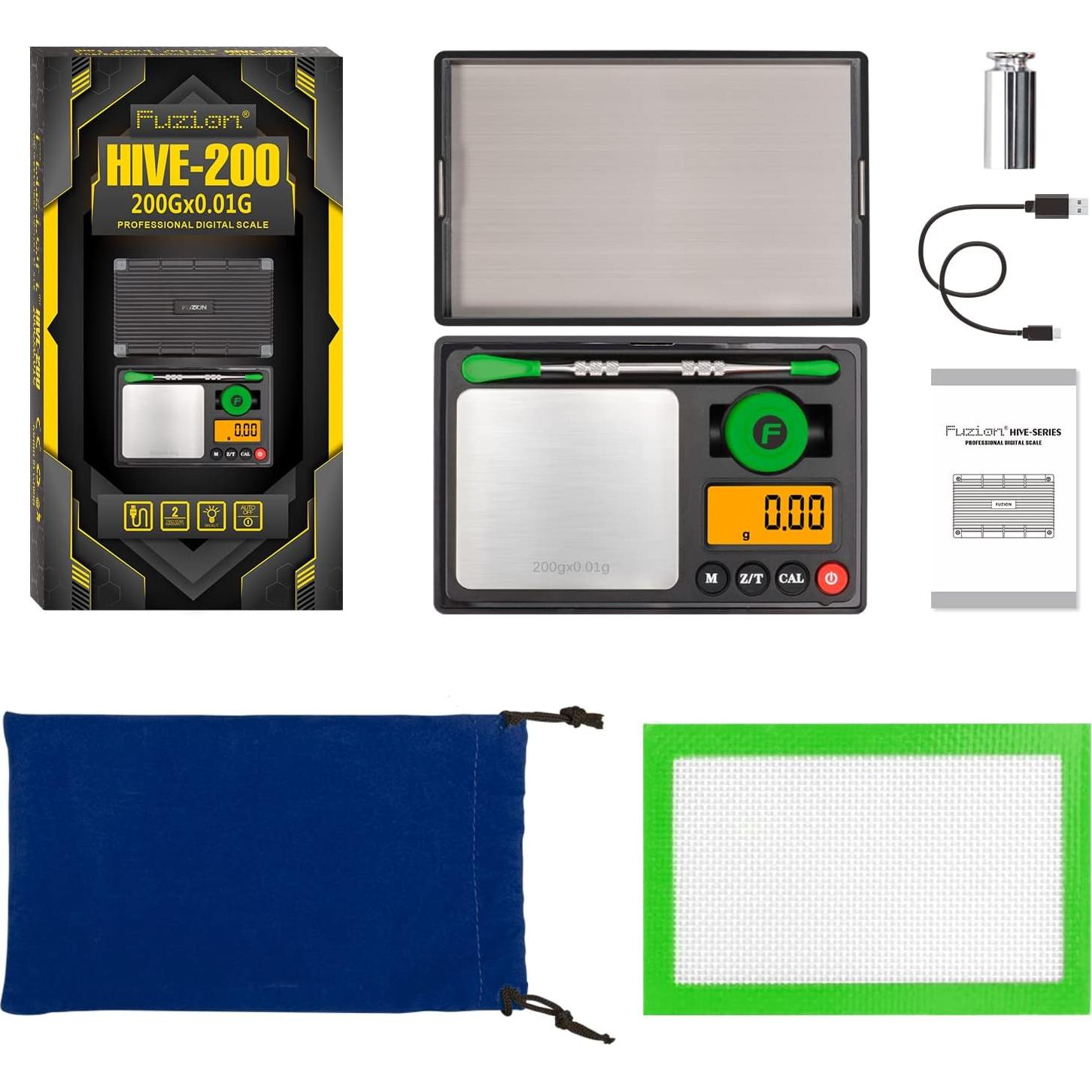 Báscula de bolsillo Fuzion HIVE-200, 200g/0.01g, Recargable