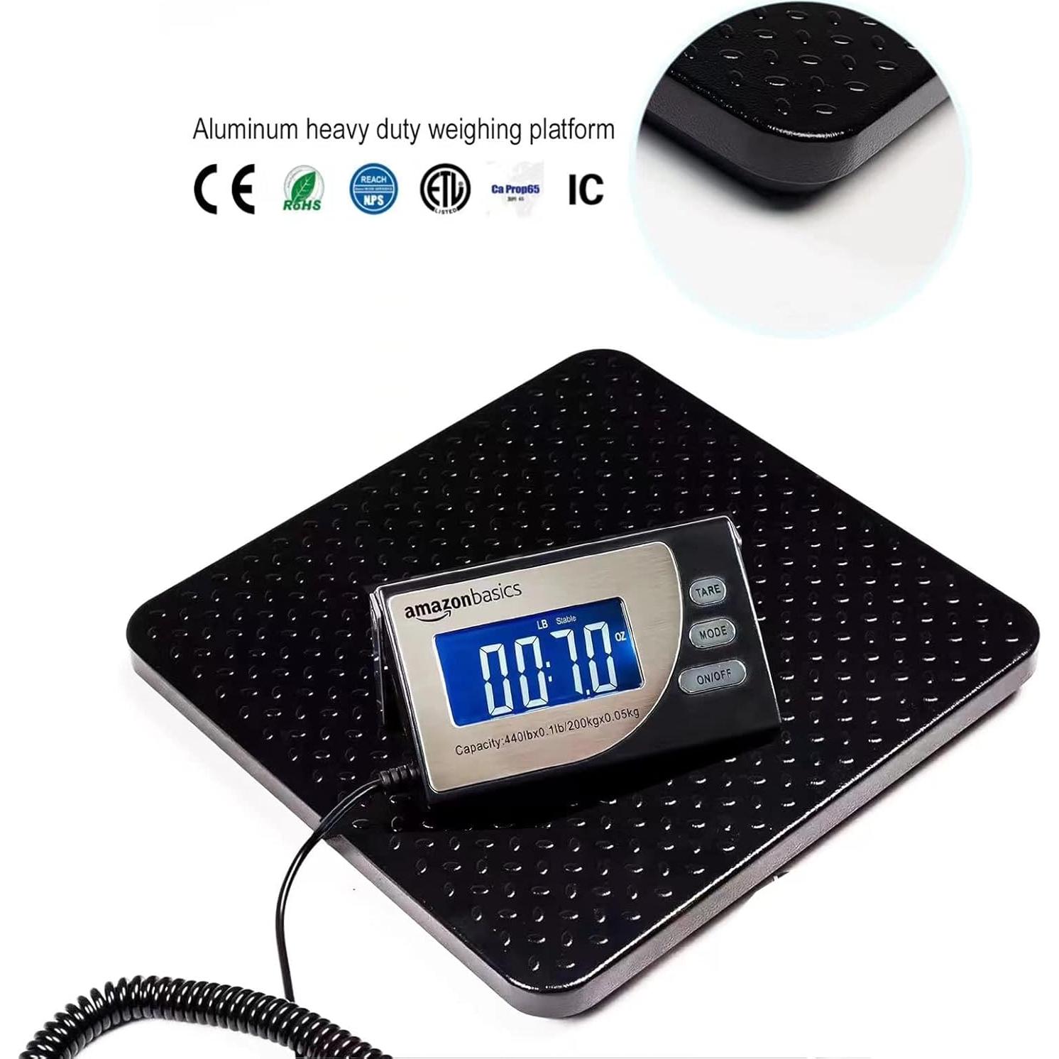 Báscula Postal Digital Amazon Basics 200 kg Plataforma Aluminio