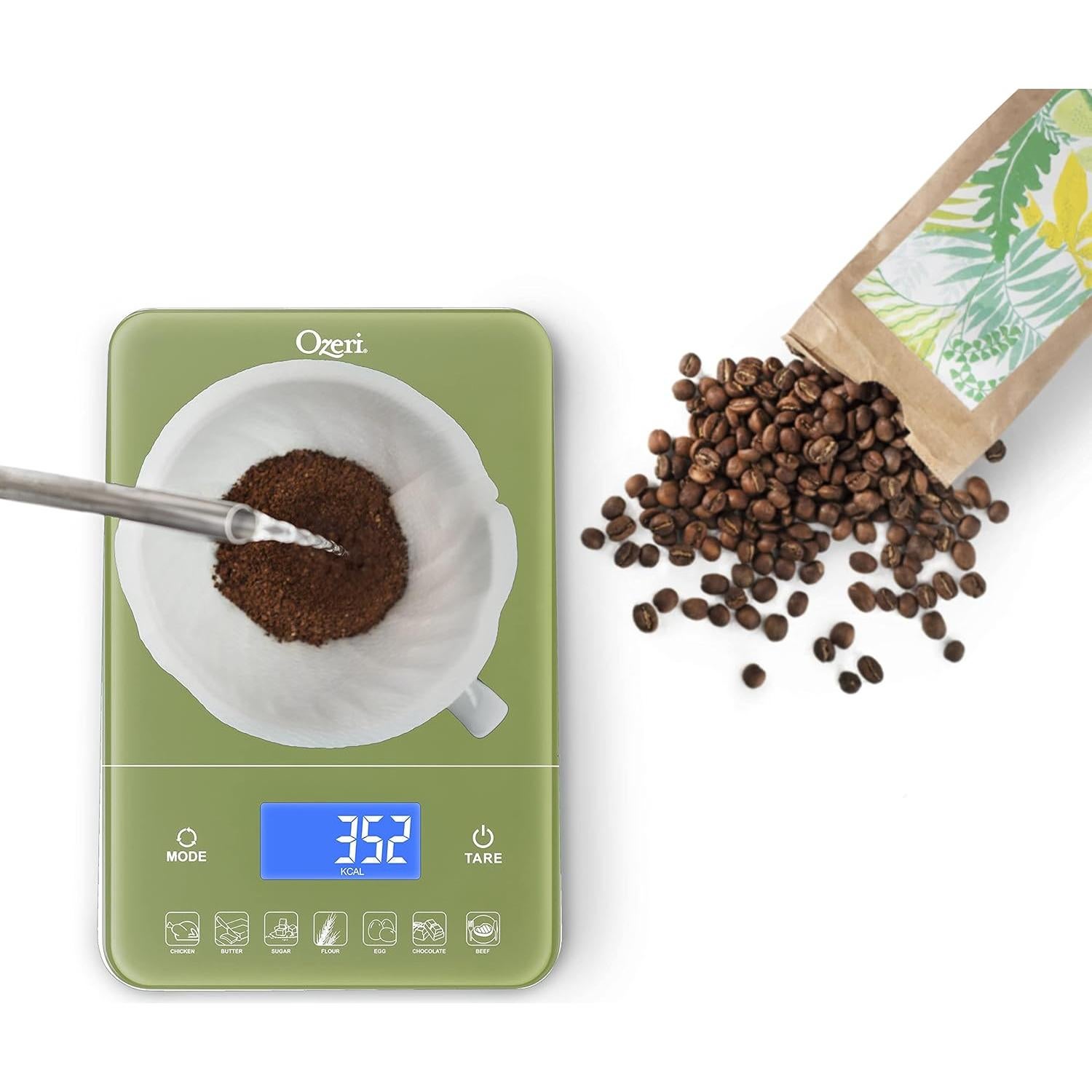 Balanza Digital de Cocina Ozeri Touch III 10 kg Verde Calla