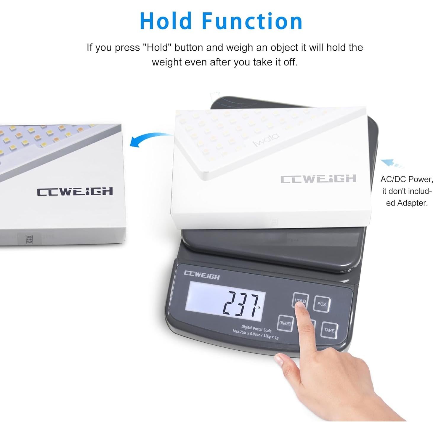 Báscula Postal CCWEIGH 1kg Alta Precisión con Tare y PCS