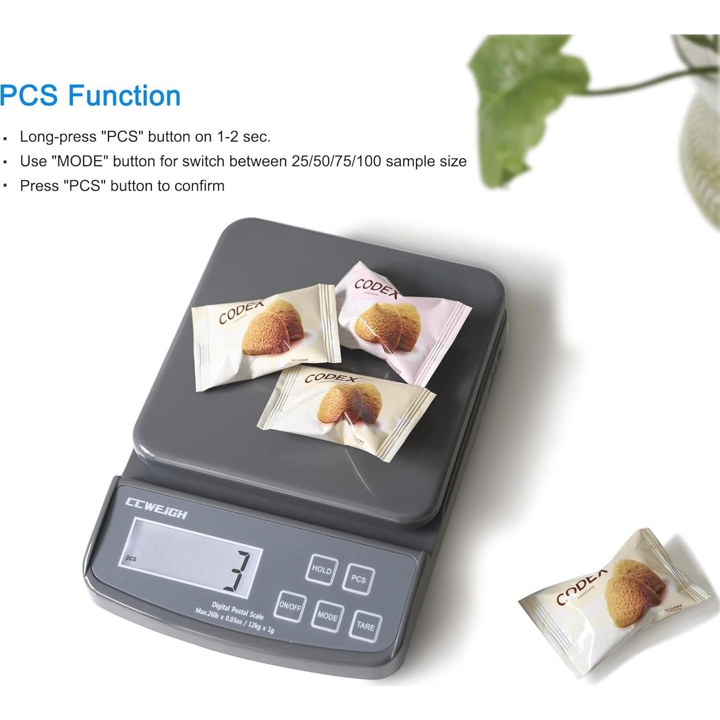 Báscula Postal CCWEIGH 1kg Alta Precisión con Tare y PCS