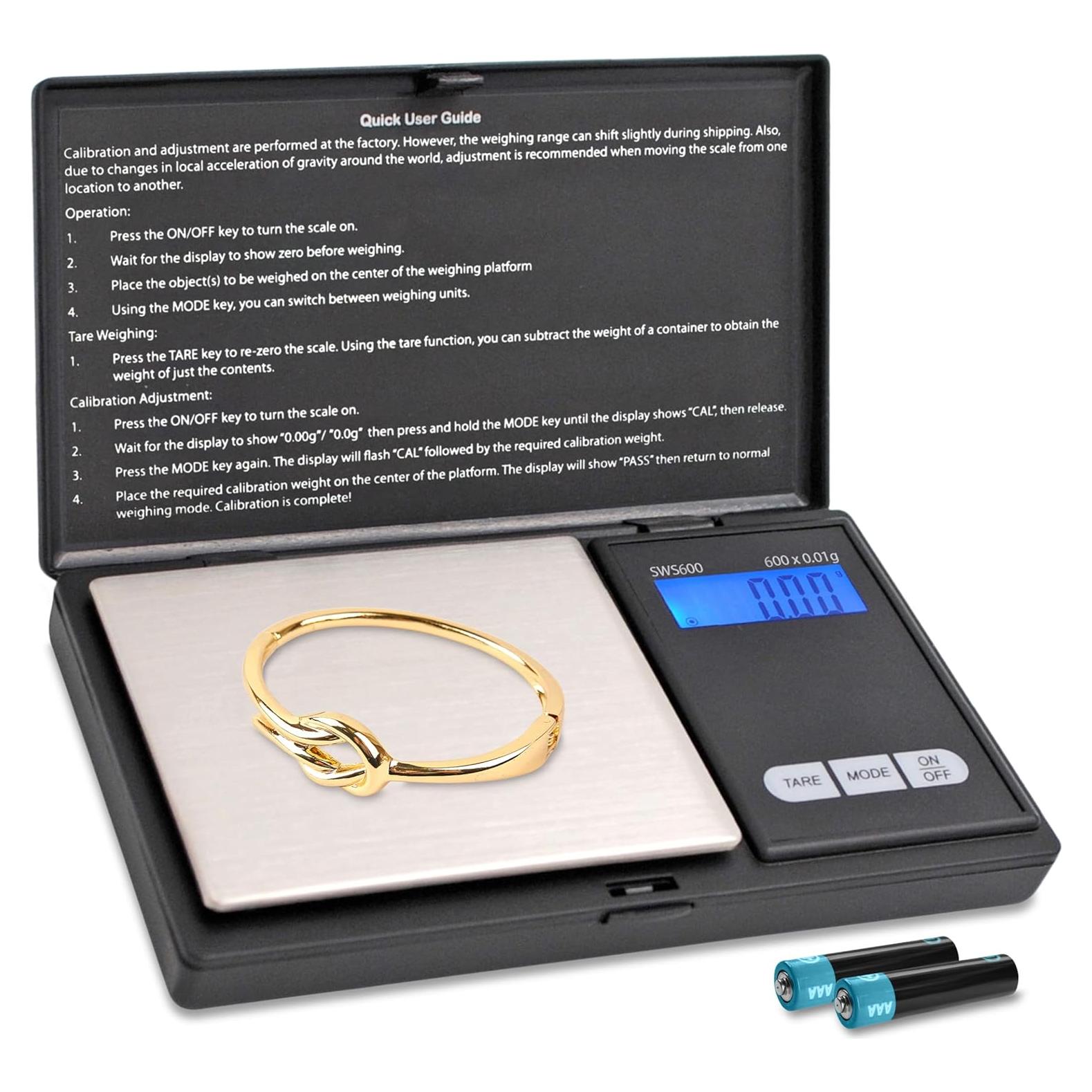 Báscula Digital Pocket Smart Weigh SWS600 600g x 0.1g Negra