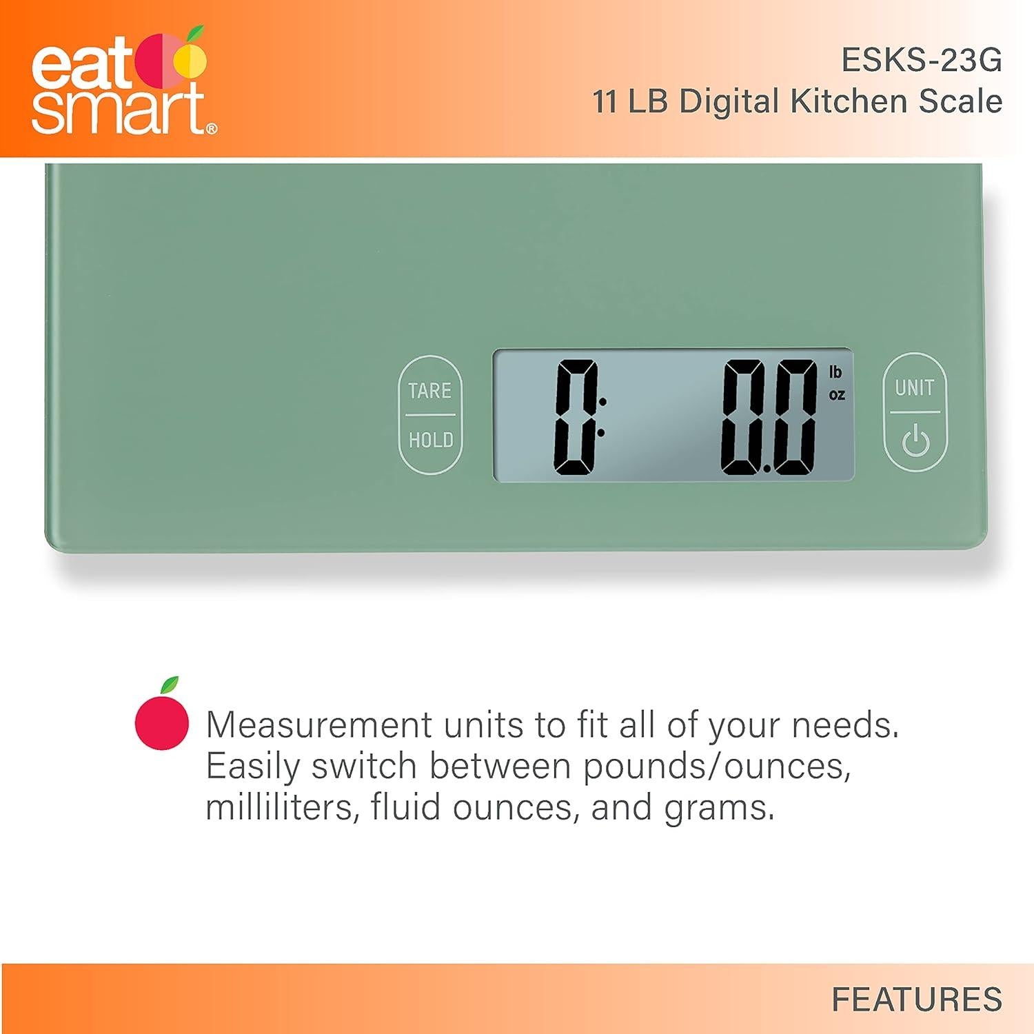 Escala de Cocina de Vidrio Comer Inteligente 4.99kg Verde