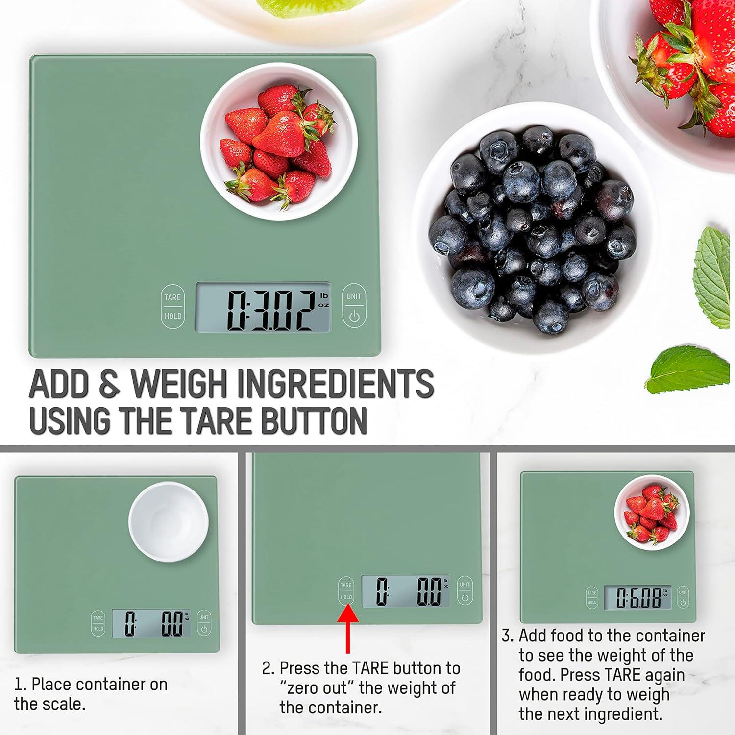 Escala de Cocina de Vidrio Comer Inteligente 4.99kg Verde