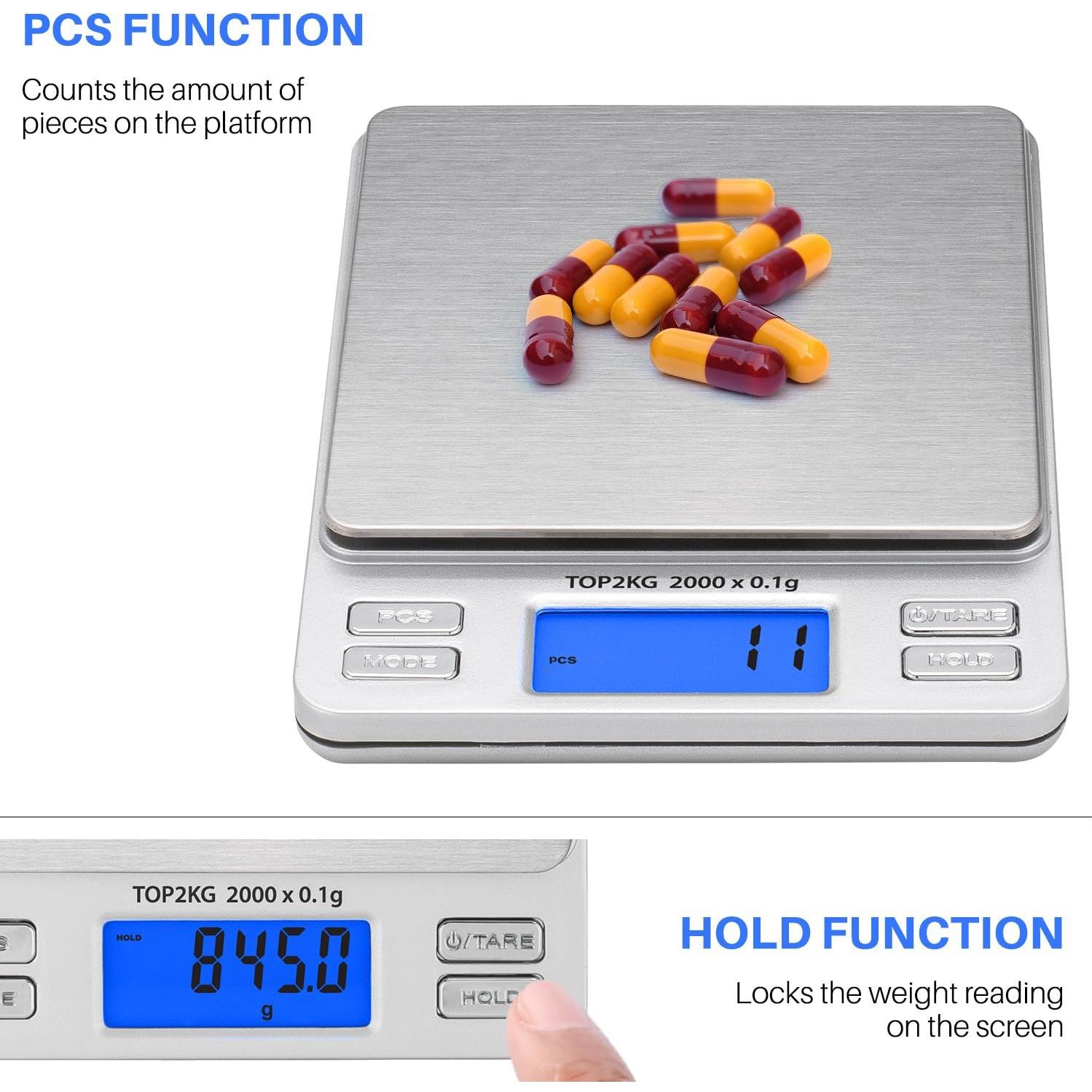 Báscula Digital de Bolsillo Smart Weigh 2000g x 0.1g LCD