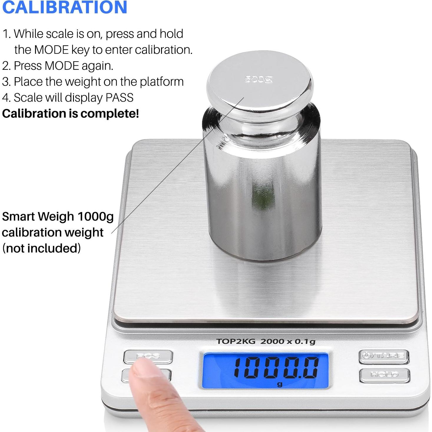 Báscula Digital de Bolsillo Smart Weigh 2000g x 0.1g LCD