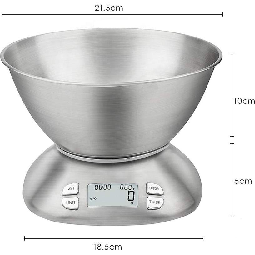 Báscula de Cocina Digital FOLIND 2.5L Acero Inoxidable 5.5kg