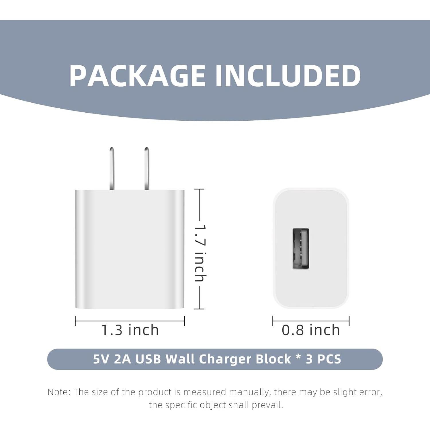 Paquete de 3 adaptadores de corriente USB 5V 2A QCCQY