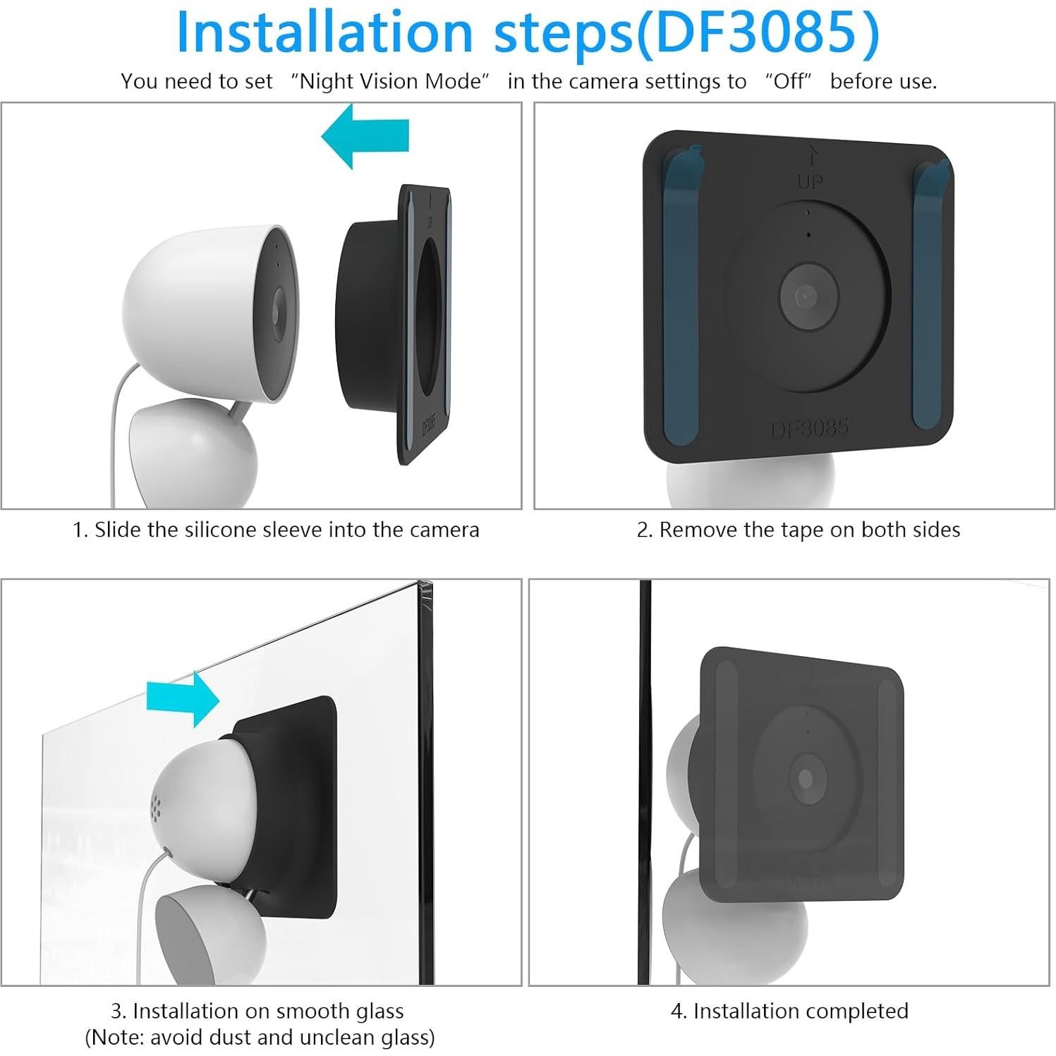 Funda de silicona HOOLIAN para Google Nest Cam Indoor 2ª gen - Negro 2 Paquete