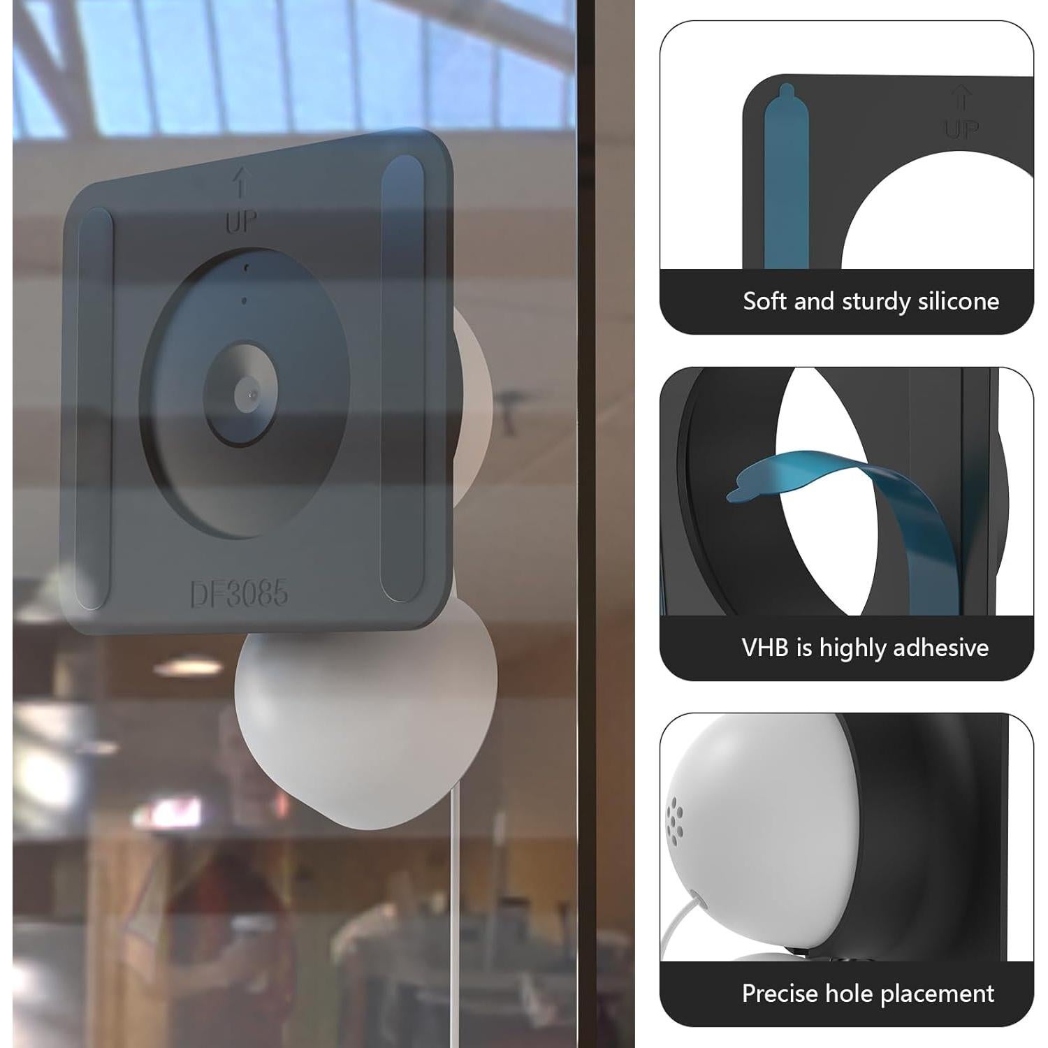 Funda de silicona HOOLIAN para Google Nest Cam Indoor 2ª gen - Negro 2 Paquete